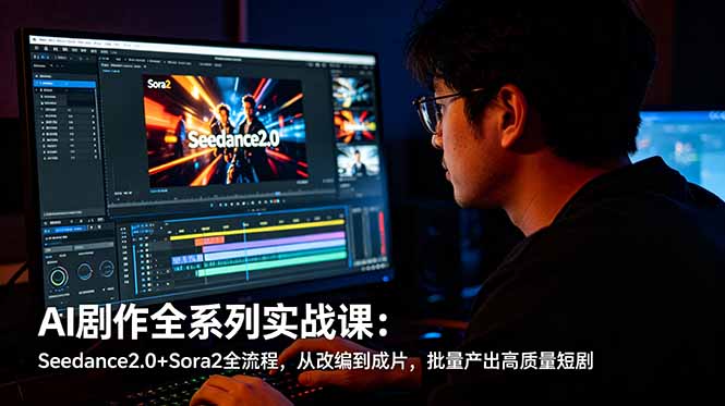 【精】AI剧作全系列实战课:Seedance2.0+Sora2全流程,从改编到成片,批量产出高质量短剧