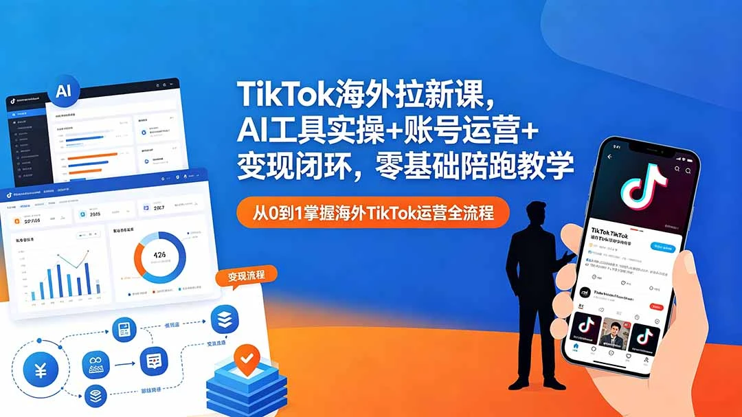 【精】TikTok海外拉新课,AI工具实操+账号运营+变现闭环,零基础陪跑教学 【精】TikTok海外拉新课,AI工具实操+账号运营+变现闭环,零基础陪跑教学