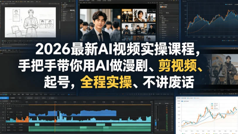 【精】2026最新AI视频实操课程，手把手带你用AI做漫剧、剪视频、起号，全程实操、不讲废话