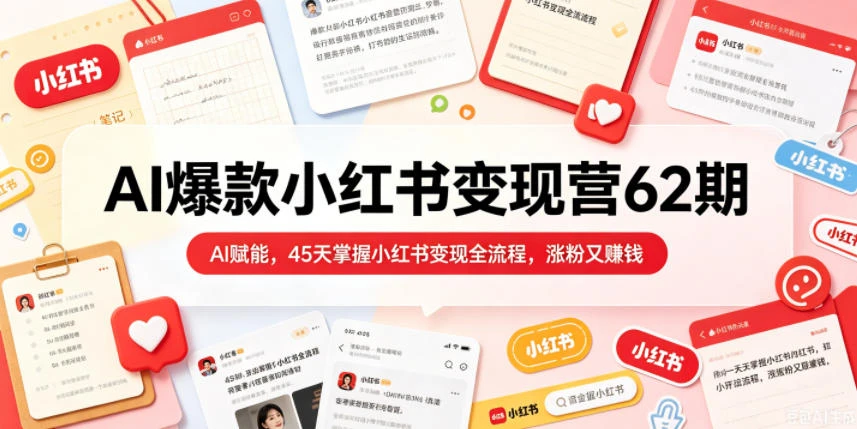 【精】秋叶AI爆款小红书变现营62期2026年5月,AI赋能,45天掌握小红书变现全流程,涨粉又賺钱 【精】秋叶AI爆款小红书变现营62期2026年5月,AI赋能,45天掌握小红书变现全流程,涨粉又賺钱