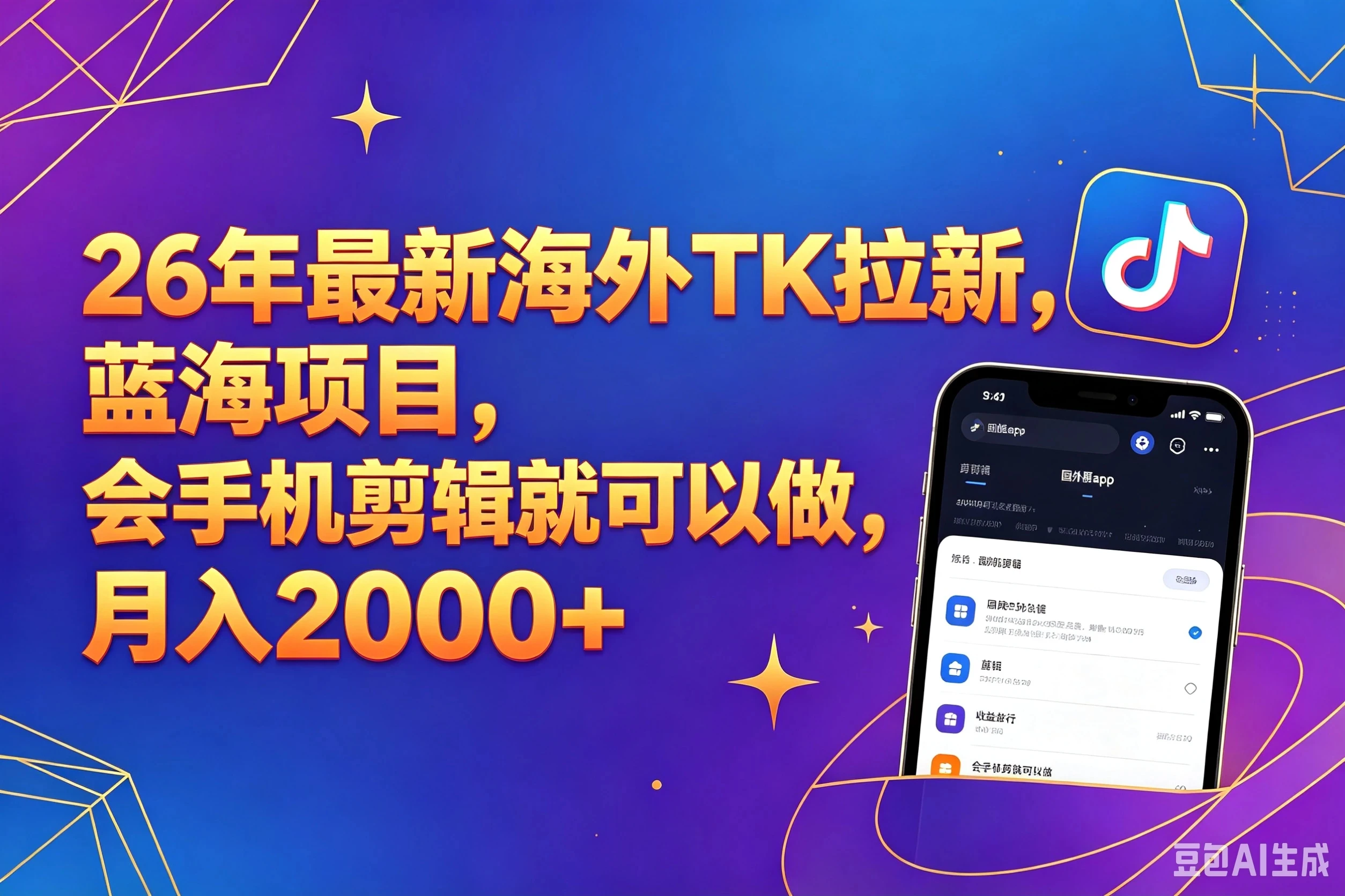 【精】26年最新海外Tk剪映拉新，蓝海项目，会手机剪辑就可以做，月入20000＋（附最新玩法）