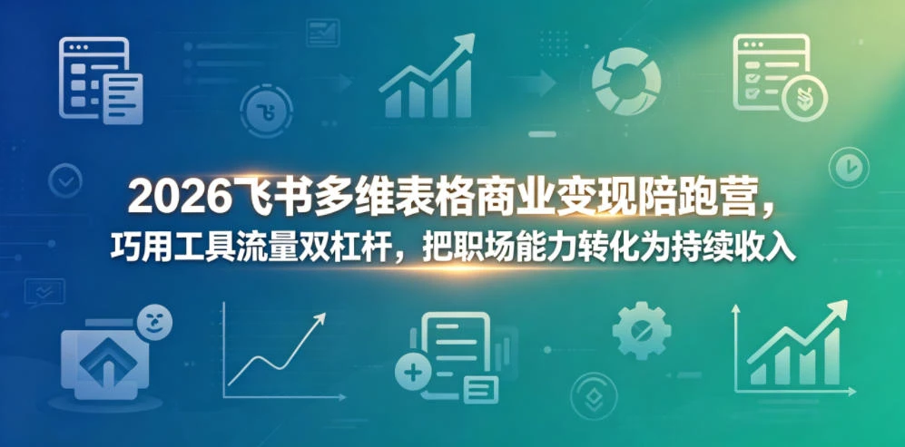 【精】2026飞书多维表格商业变现陪跑营,巧用工具流量双杠杆,把职场能力转化为持续收入 【精】2026飞书多维表格商业变现陪跑营,巧用工具流量双杠杆,把职场能力转化为持续收入