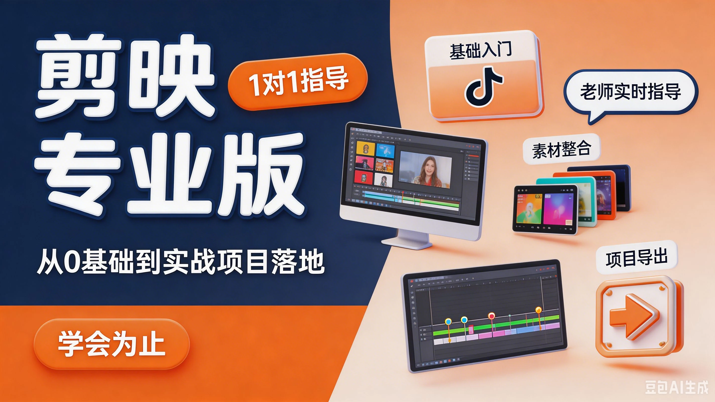 【精】剪映专业版,从0基础到实战项目落地,1对1指导 学会为止