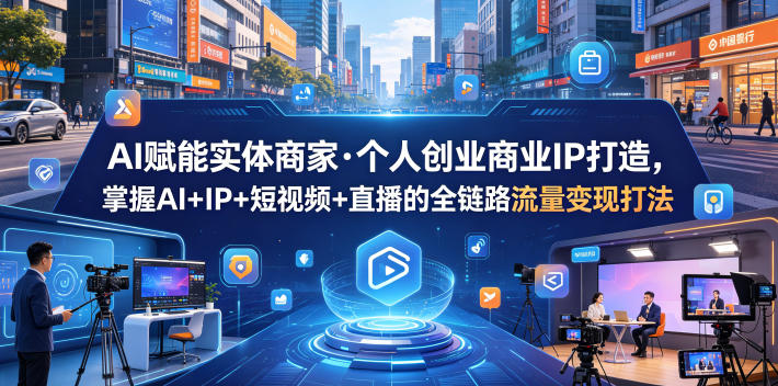 【精】AI赋能实体商家·个人创业商业IP打造,掌握AI+IP+短视频+直播的全链路流量变现打法 【精】AI赋能实体商家·个人创业商业IP打造,掌握AI+IP+短视频+直播的全链路流量变现打法