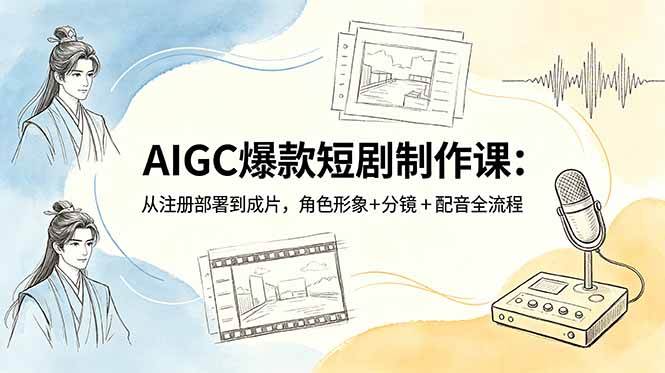 【精】AIGC爆款短剧制作课：从注册部署到成片，角色形象+分镜+配音全流程