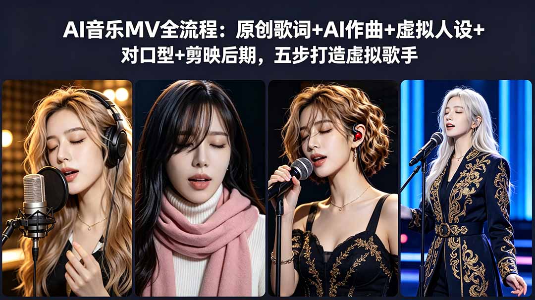 【精】AI音乐MV全流程：原创歌词+AI作曲+虚拟人设+对口型+剪映后期，五步打造虚拟歌手