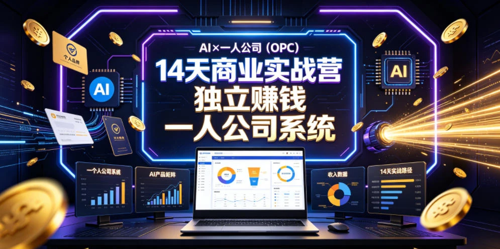 【精】AI×一人公司(OPC)14天商业实战营,用AI帮你搭建一个属于你自己的、能独立賺钱的一人公司系统-资源之家 【精】AI×一人公司(OPC)14天商业实战营,用AI帮你搭建一个属于你自己的、能独立賺钱的一人公司系统-资源之家
