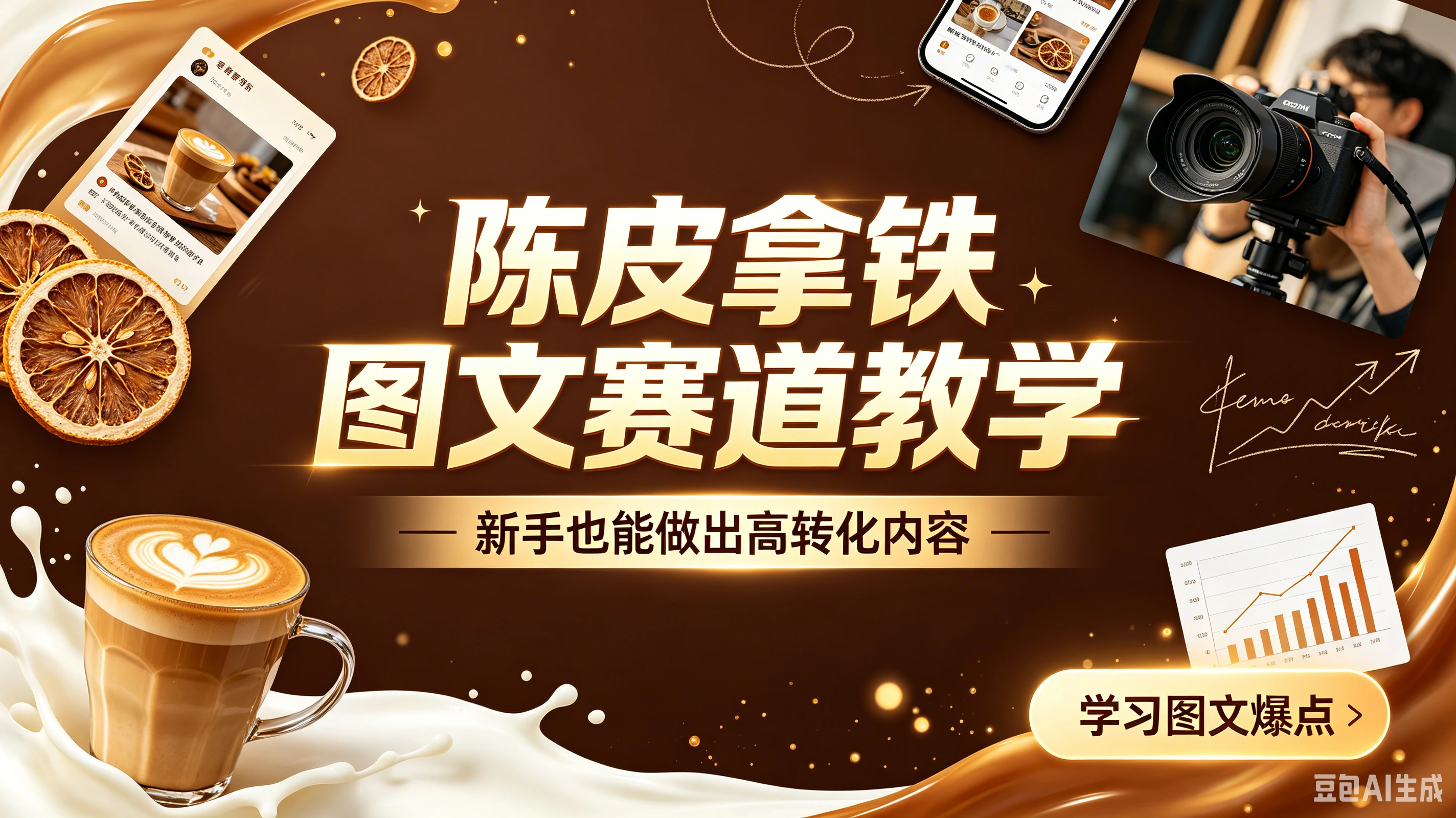 陈皮拿铁图文赛道教学，新手也能做出高转化内容-资源之家
