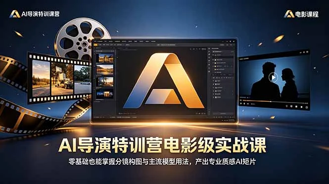 【精】AI导演特训营电影级实战课，零基础也能掌握分镜构图与主流模型用法，产出专业质感AI短片