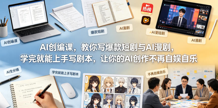 【精】AI创编课，教你写爆款短剧与AI漫剧，学完就能上手写剧本，让你的AI创作不再自娱自乐（更新0521）