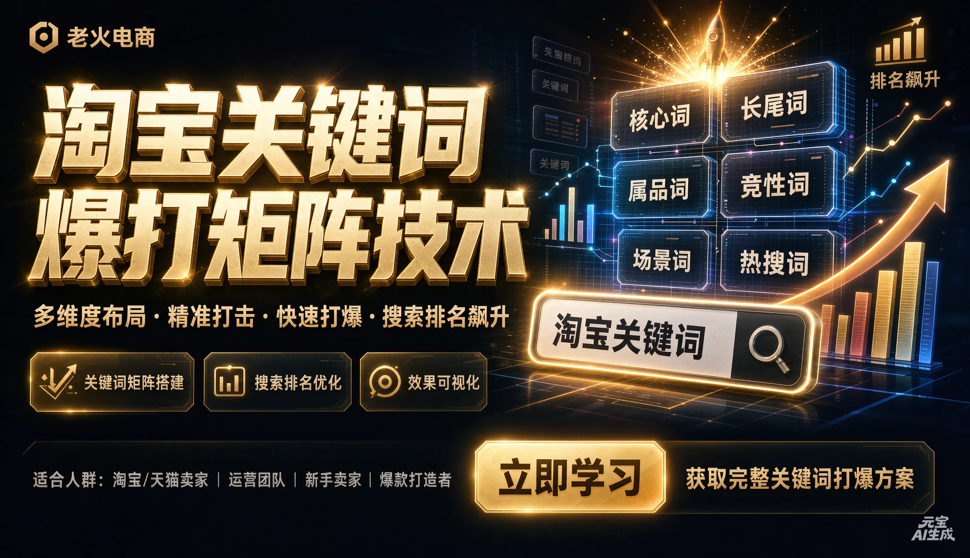 【精】老火电商04期 - 淘宝关键词爆打矩阵技术，低预低出高投产(20节)