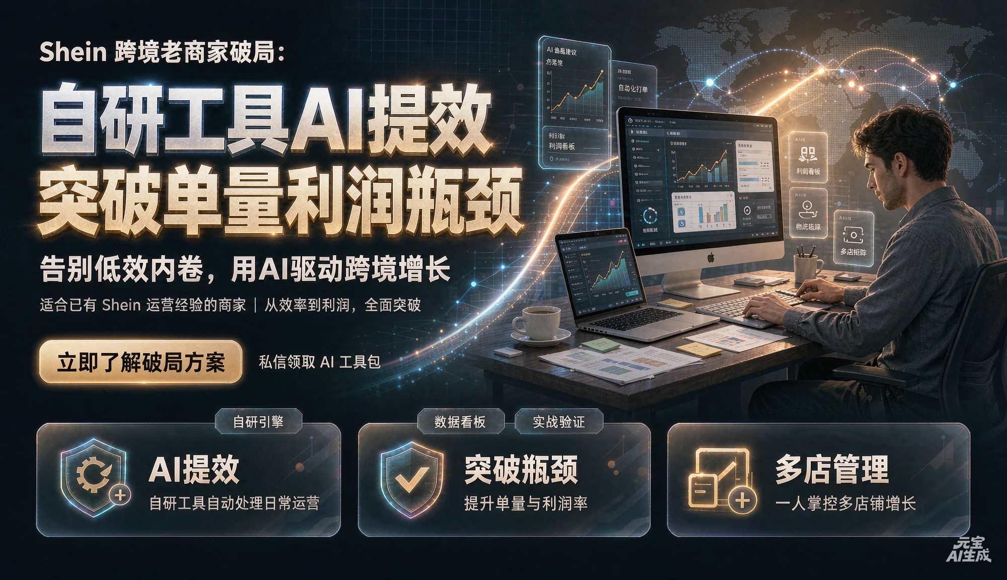 【精】Shein跨境老商家破局：自研工具AI提效·突破单量利润瓶颈·一人管多店