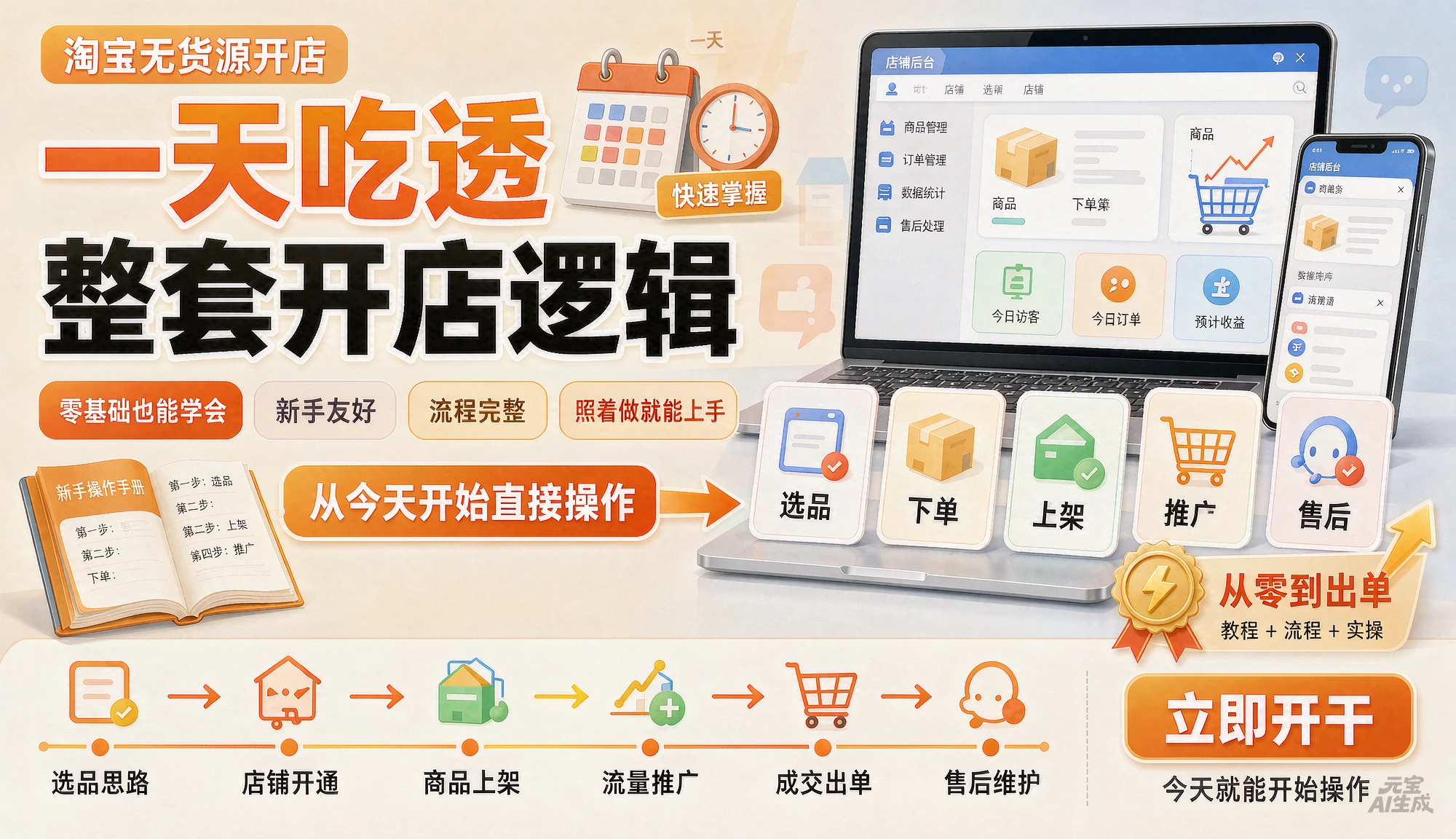 【精】一天吃透淘宝无货源开店整套逻辑,零基础新手看完就能直接上手操作!
