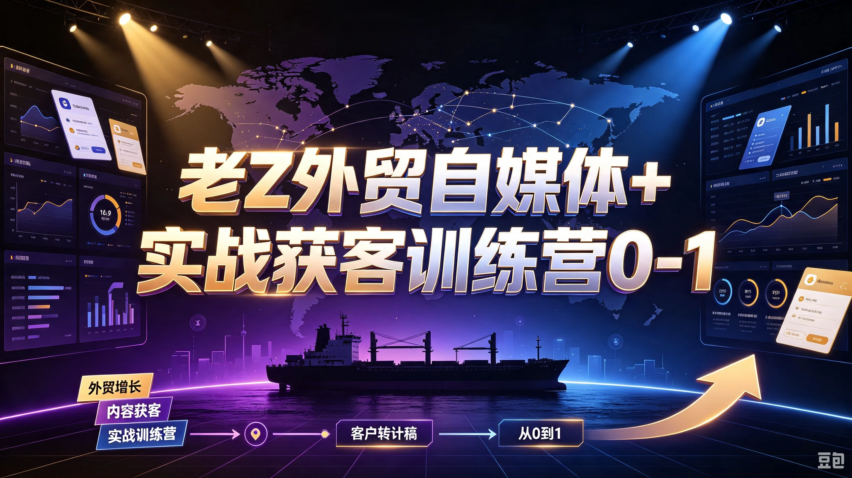 老Z外贸自媒体+实战获客训练营0-1，掌握谷歌社媒精准获客，系统学习外贸开发信报价收款货代全链路