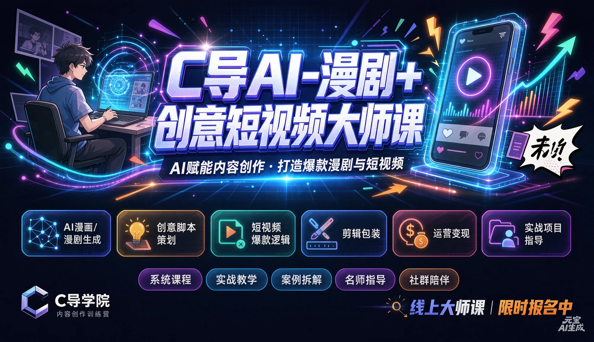 【精】C导AI-漫剧+创意短视频大师课,AI赋能内容创作·打造爆款漫剧与短视频
