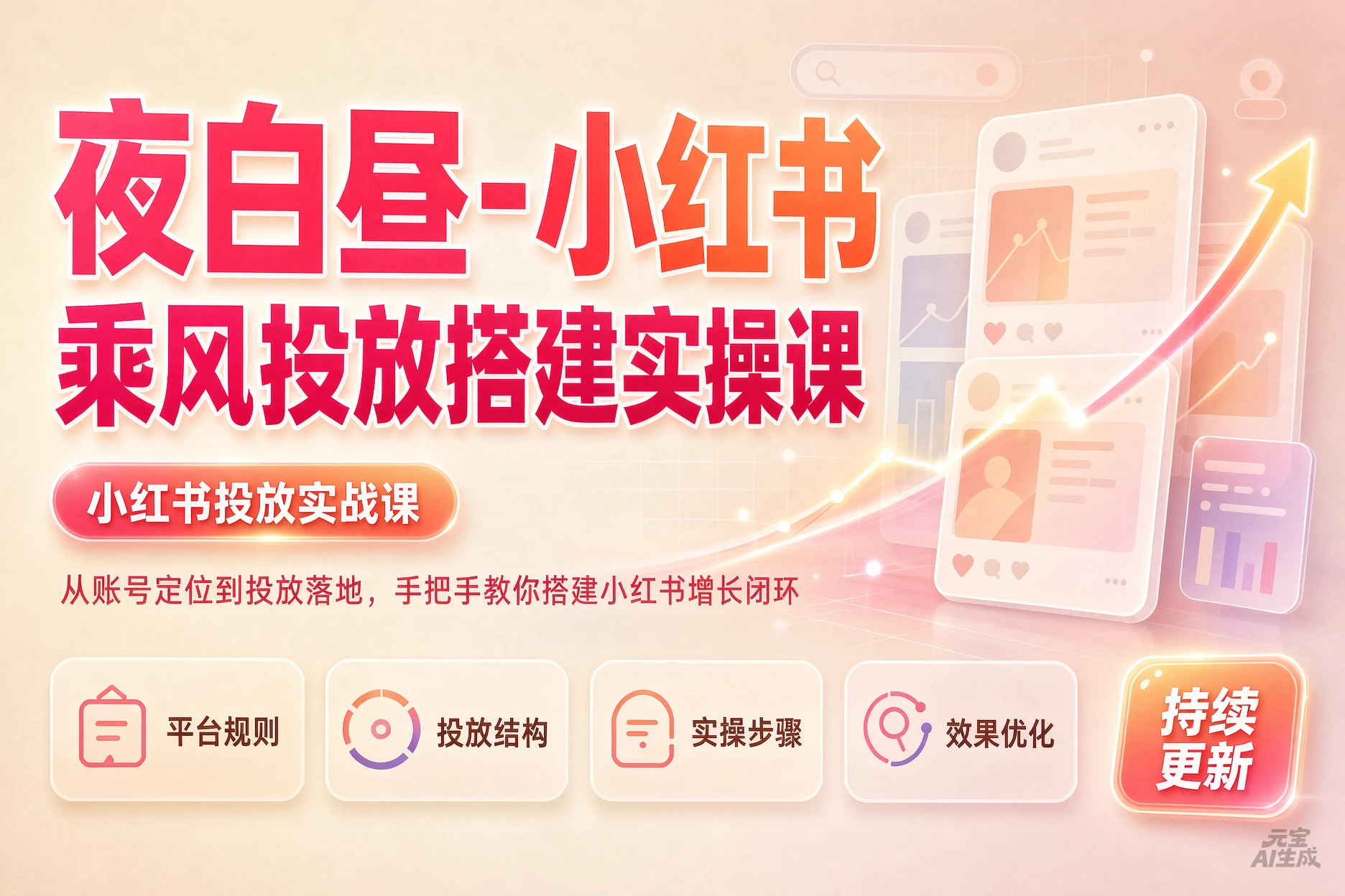 【精】夜白昼-小红书乘风投放实操课,开户返点标准投搭建莱卡定向,新店建模撬动笔记自然流量