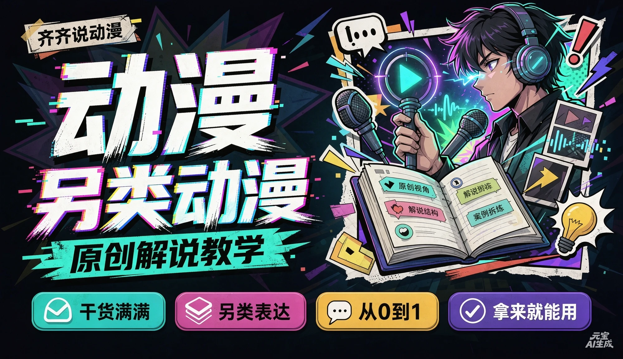 【精】齐齐说动漫·另类动漫原创解说教学,不一样的解说,独家精选收益|伙伴分成计划|接商单收学员