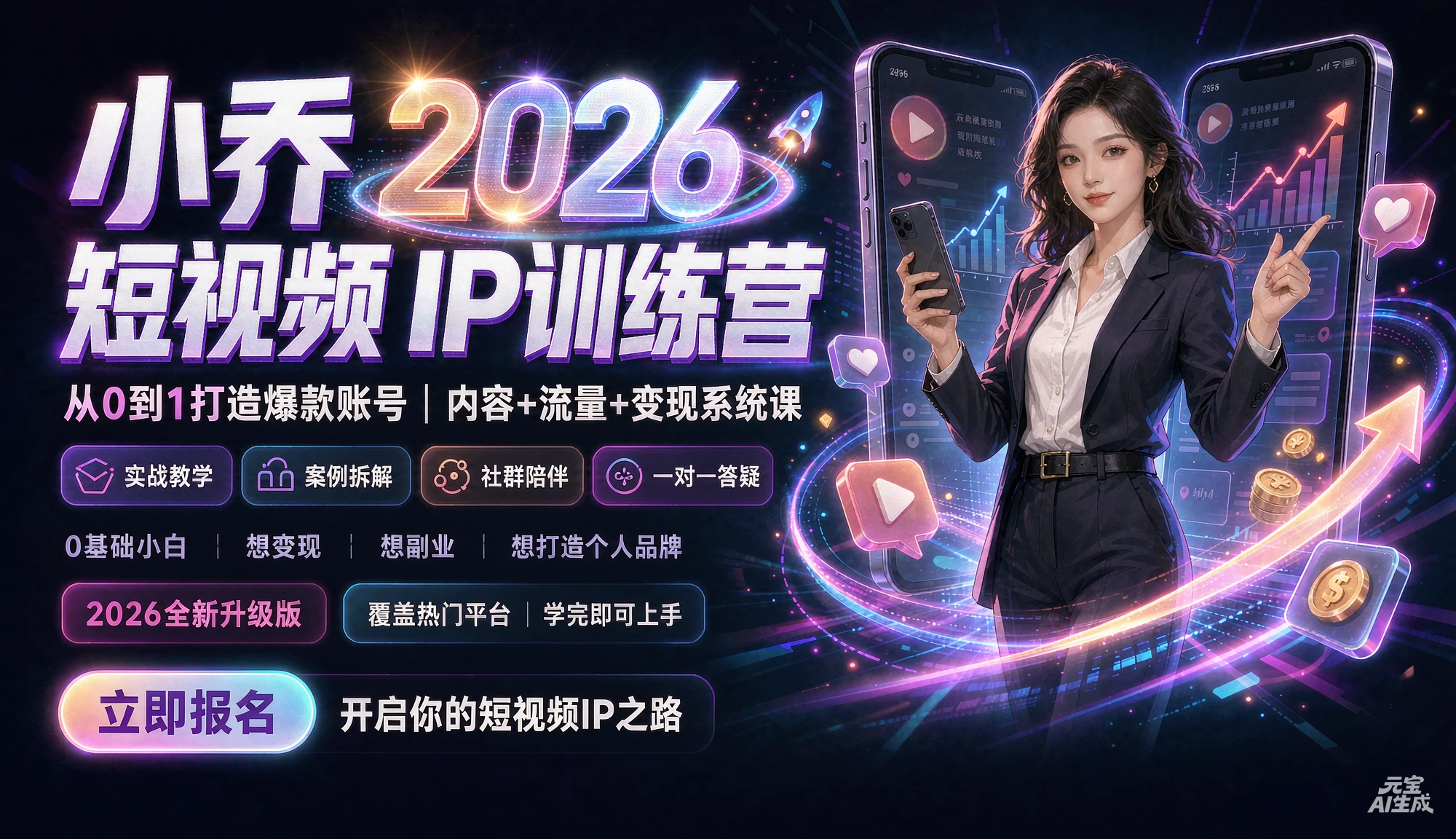 【精】2026AI新模式短视频IP训练营|小乔老师主讲:从0到1打造你的短视频IP 【精】2026AI新模式短视频IP训练营|小乔老师主讲:从0到1打造你的短视频IP