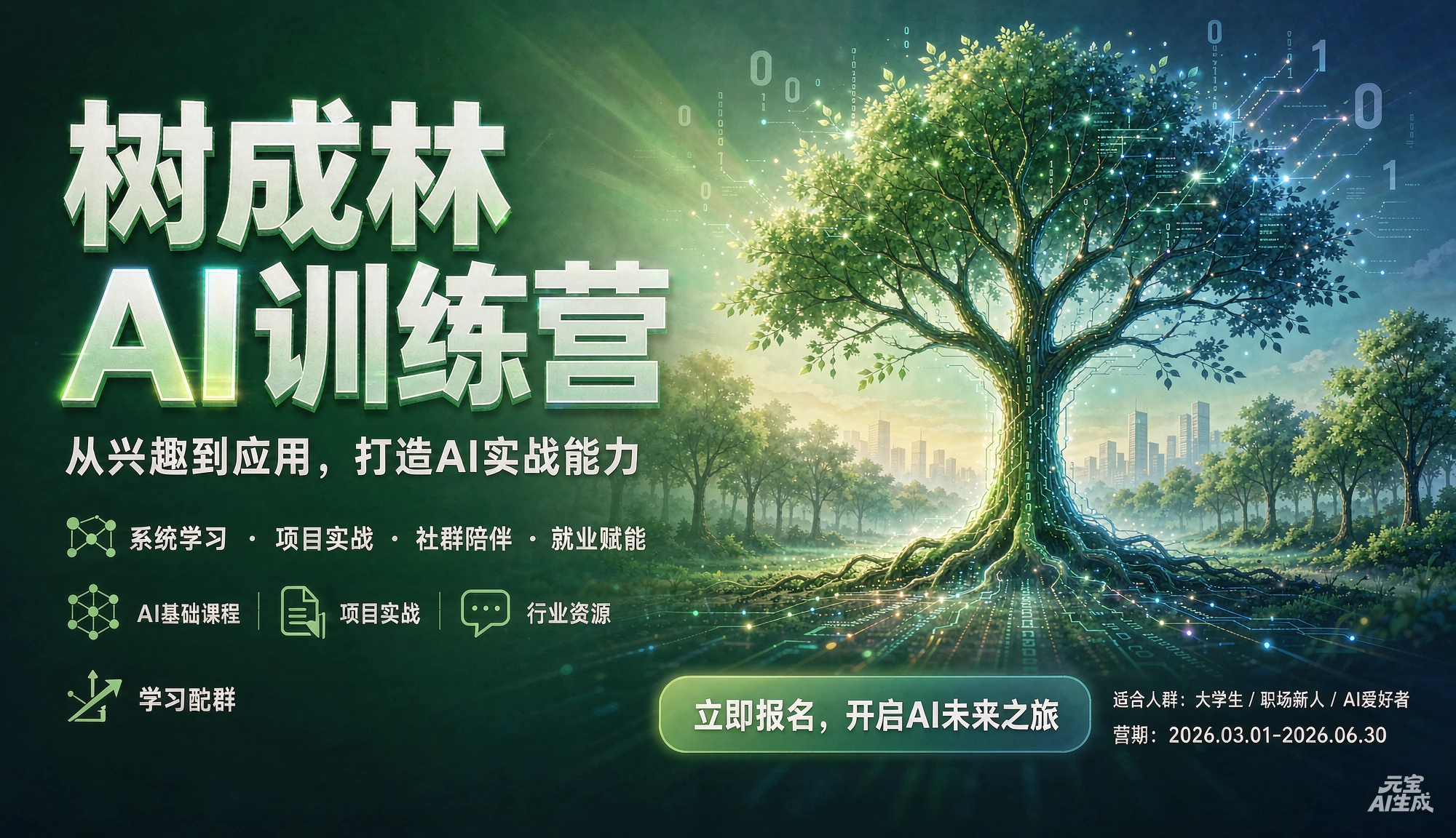 【精】树成林ai训练营，从兴趣到应用，打造AI实战能力