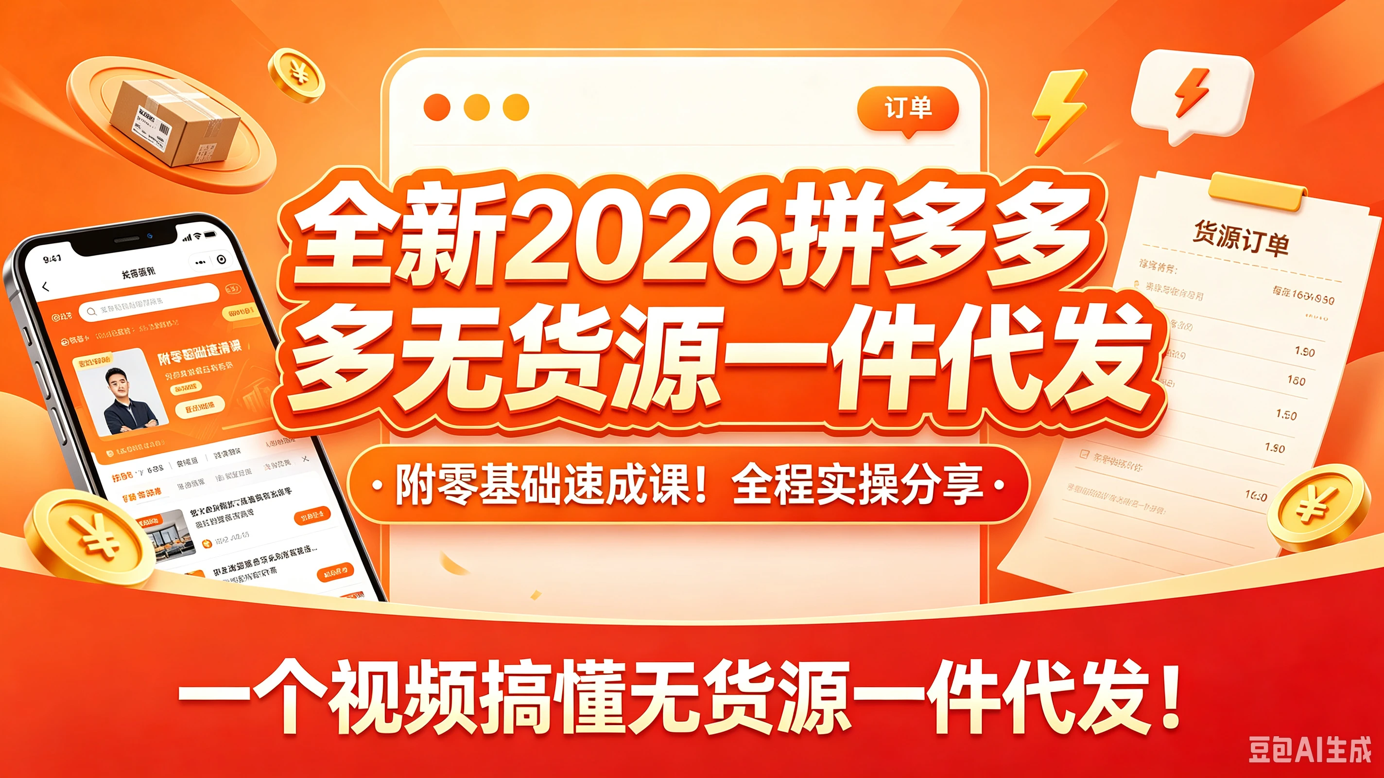 【精】全新2026拼多多无货源一件代发,附零基础速成课!全程实操分享,一个视频搞懂无货源一件代发! 【精】全新2026拼多多无货源一件代发,附零基础速成课!全程实操分享,一个视频搞懂无货源一件代发!