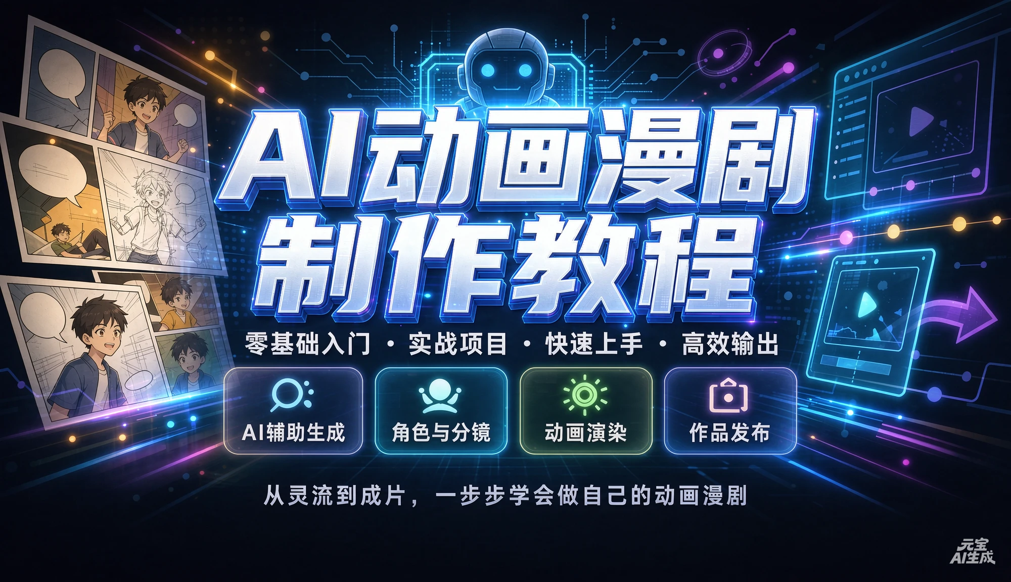 【精】AI动画漫剧制作教程,从选题构思、分镜文案、AI绘图配音到剪映成片的完整创作流