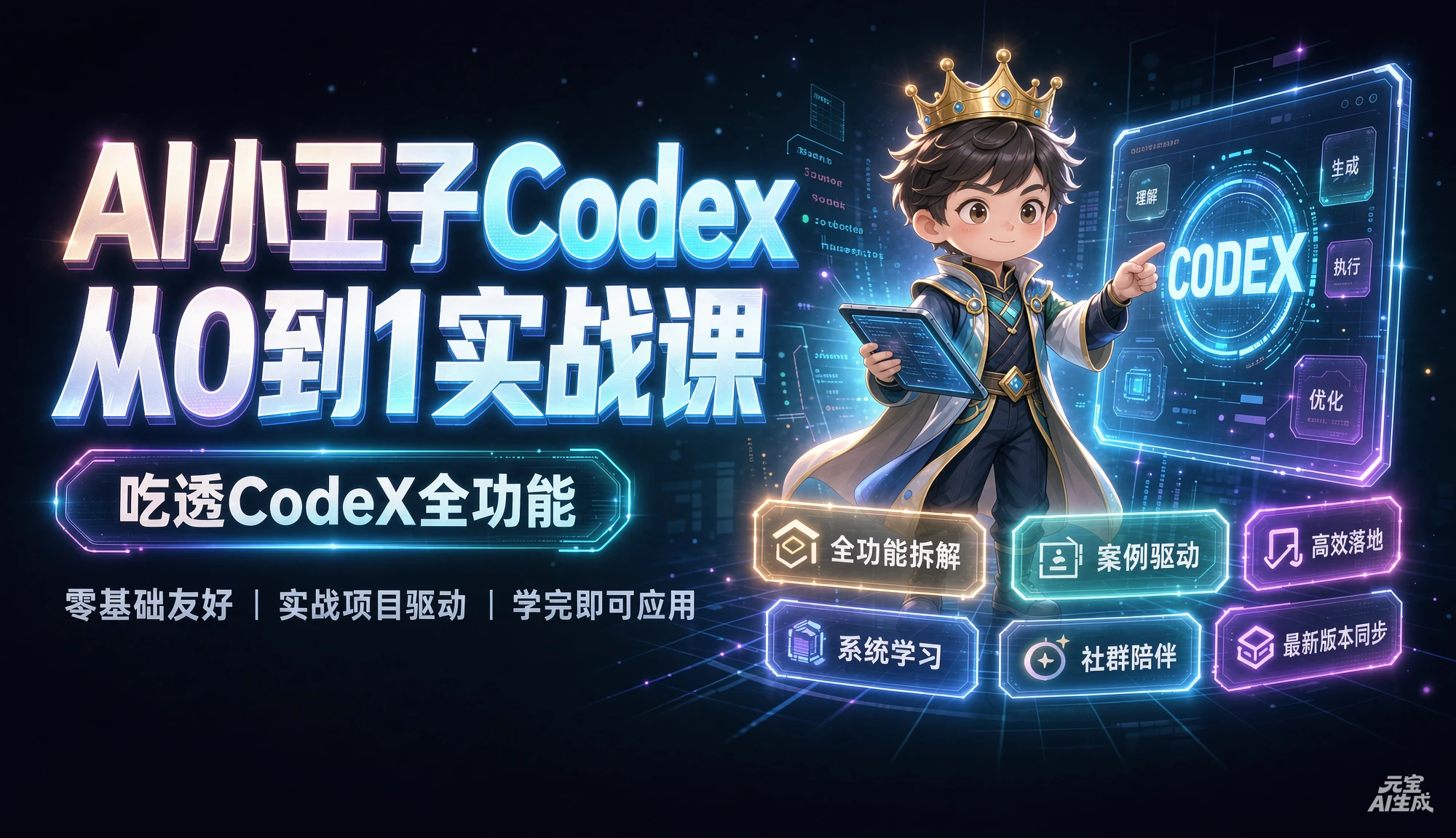 【精】AI小王子Codex从0到1实战课，吃透CodeX全功能，零基础AI开发实战，从部署到高阶项目一键落地