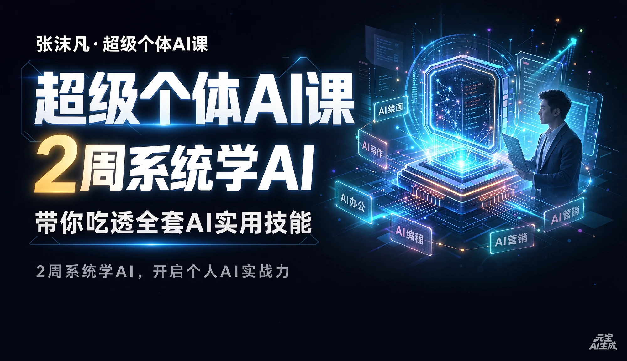 【精】张沫凡·超级个体AI课，2周系统学AI，带你吃透全套AI实用技能，实现一个人就是一家公司
