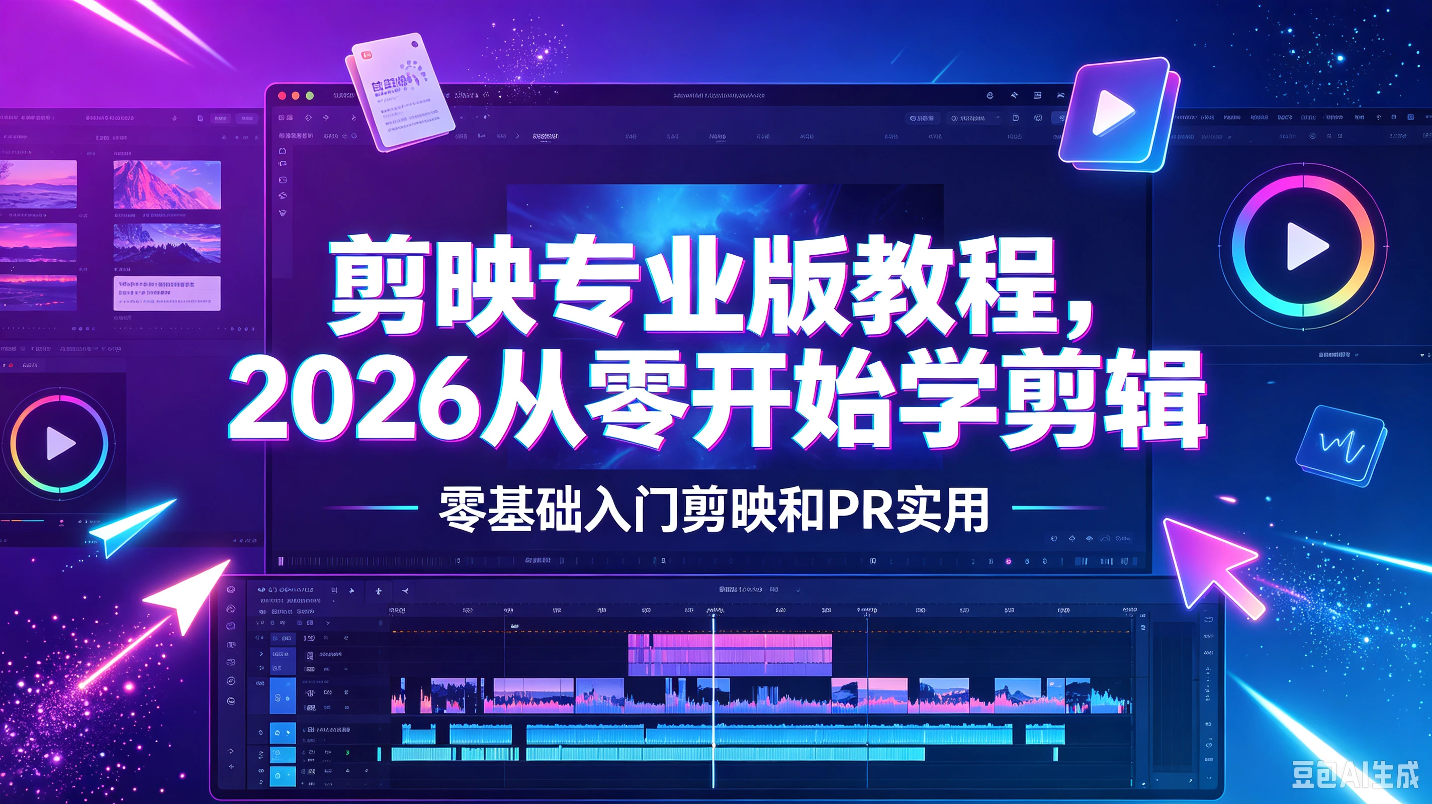 【精】剪映专业版教程,2026从零开始学剪辑,零基础入门剪映和PR实用