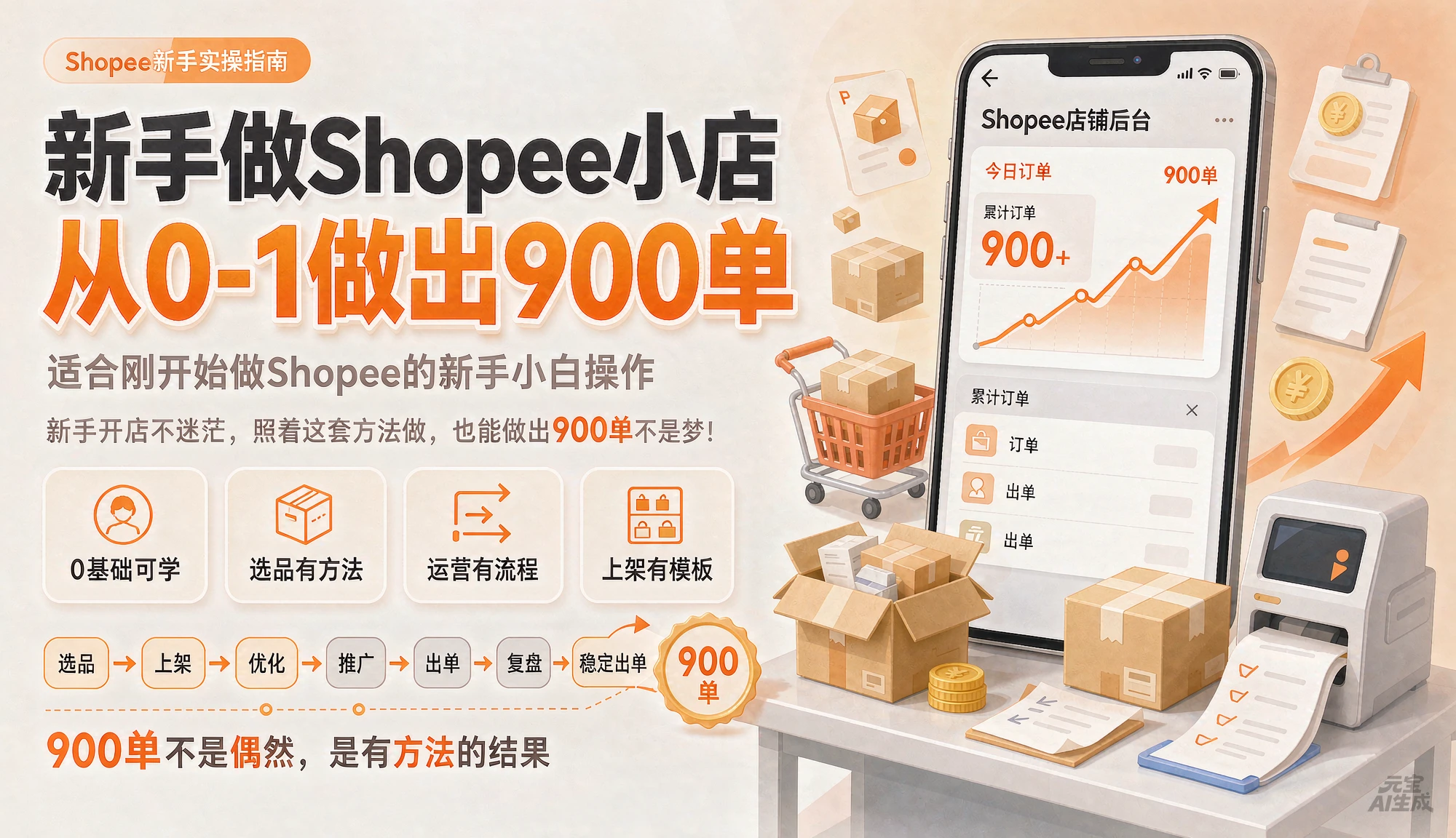 【精】新手做shopee小店,从0-1做出900单,适合刚开始做shopee的新手小白操作!!