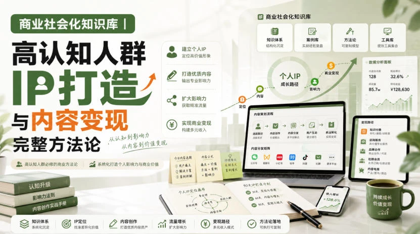 【精】李守洲·商业社会化知识库｜高认知人群IP打造与内容变现完整方法论【文档】