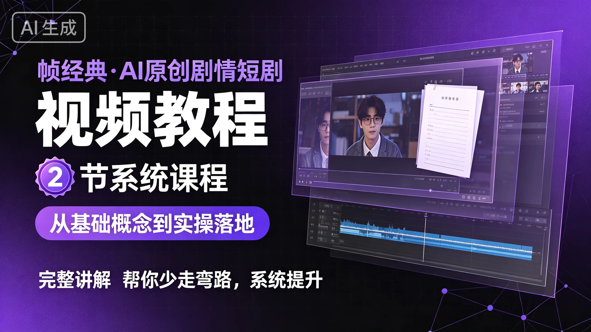 帧经典·AI原创剧情短剧视频教程,2 节系统课程,从基础概念到实操落地完整讲解,帮你少走弯路系统提升 帧经典·AI原创剧情短剧视频教程,2 节系统课程,从基础概念到实操落地完整讲解,帮你少走弯路系统提升