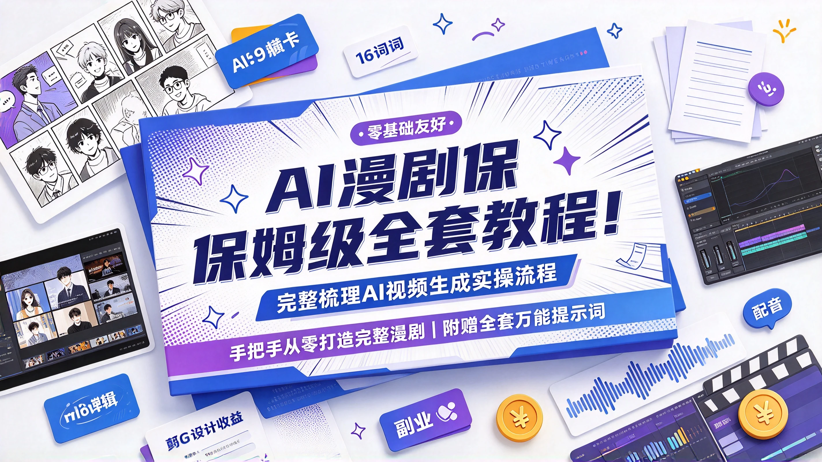 【精】AI漫剧保姆级全套教程!完整梳理AI视频生成实操流程,手把手从零打造完整漫剧,附赠全套万能提示词,零基础也能轻松开启 AI 创作副业! 【精】AI漫剧保姆级全套教程!完整梳理AI视频生成实操流程,手把手从零打造完整漫剧,附赠全套万能提示词,零基础也能轻松开启 AI 创作副业!