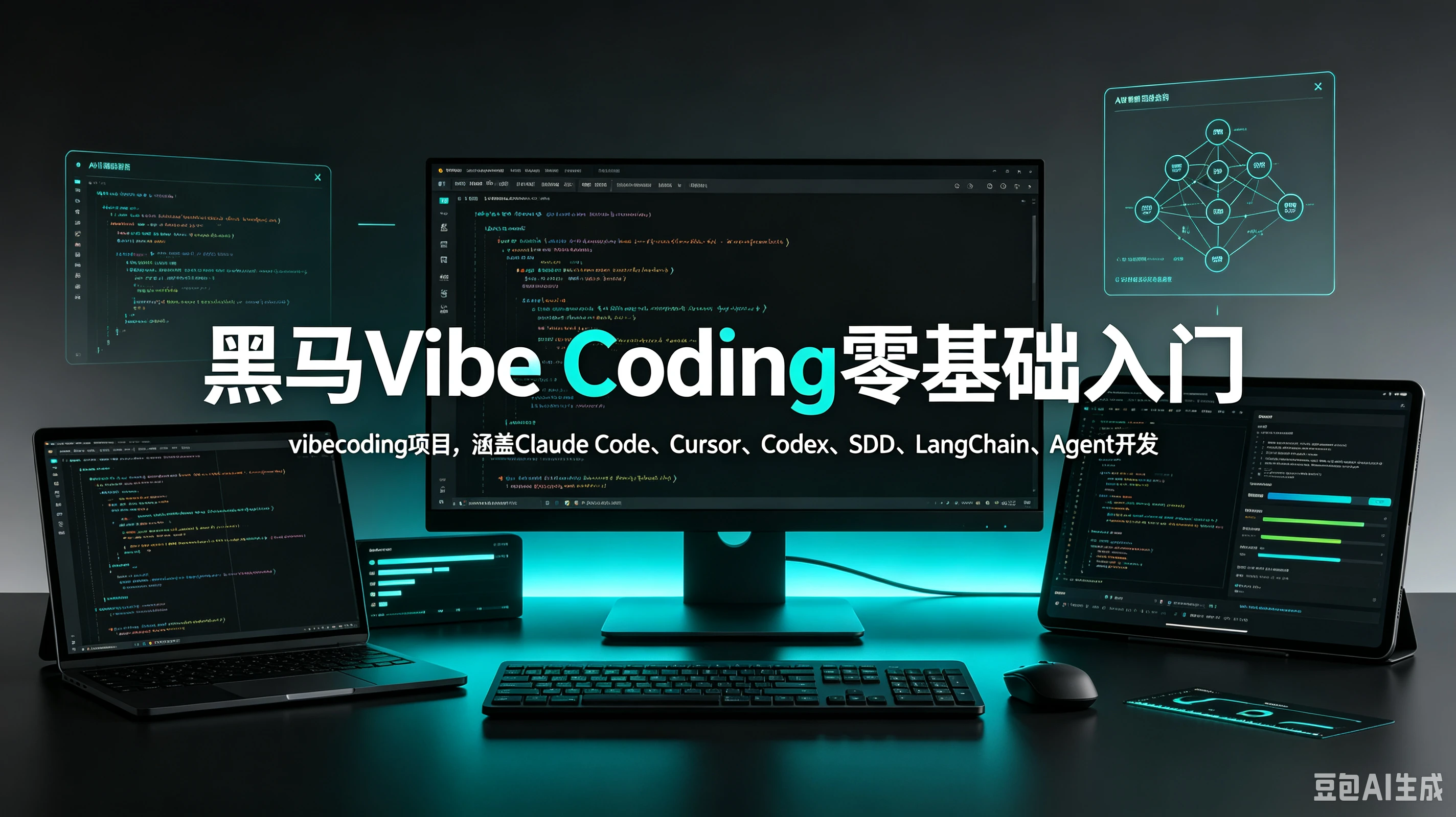 【精】黑马Vibe Coding零基础入门,vibecoding项目,涵盖Claude Code、Cursor、Codex、SDD、LangChain、Agent开发