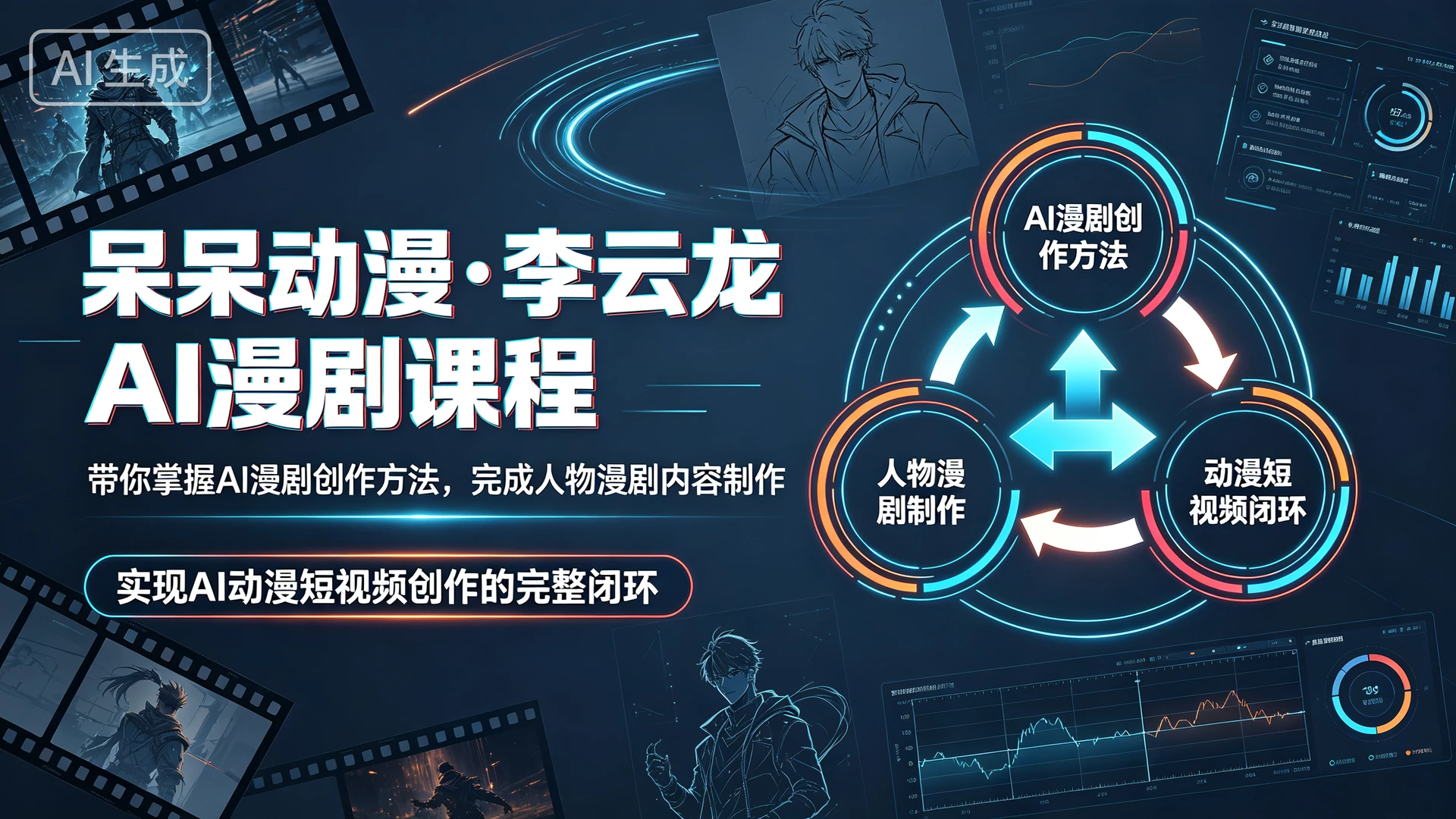 【精】呆呆动漫・李云龙AI漫剧课程，带你掌握AI漫剧创作方法，完成人物漫剧内容制作，实现AI动漫短视频创作的完整闭环