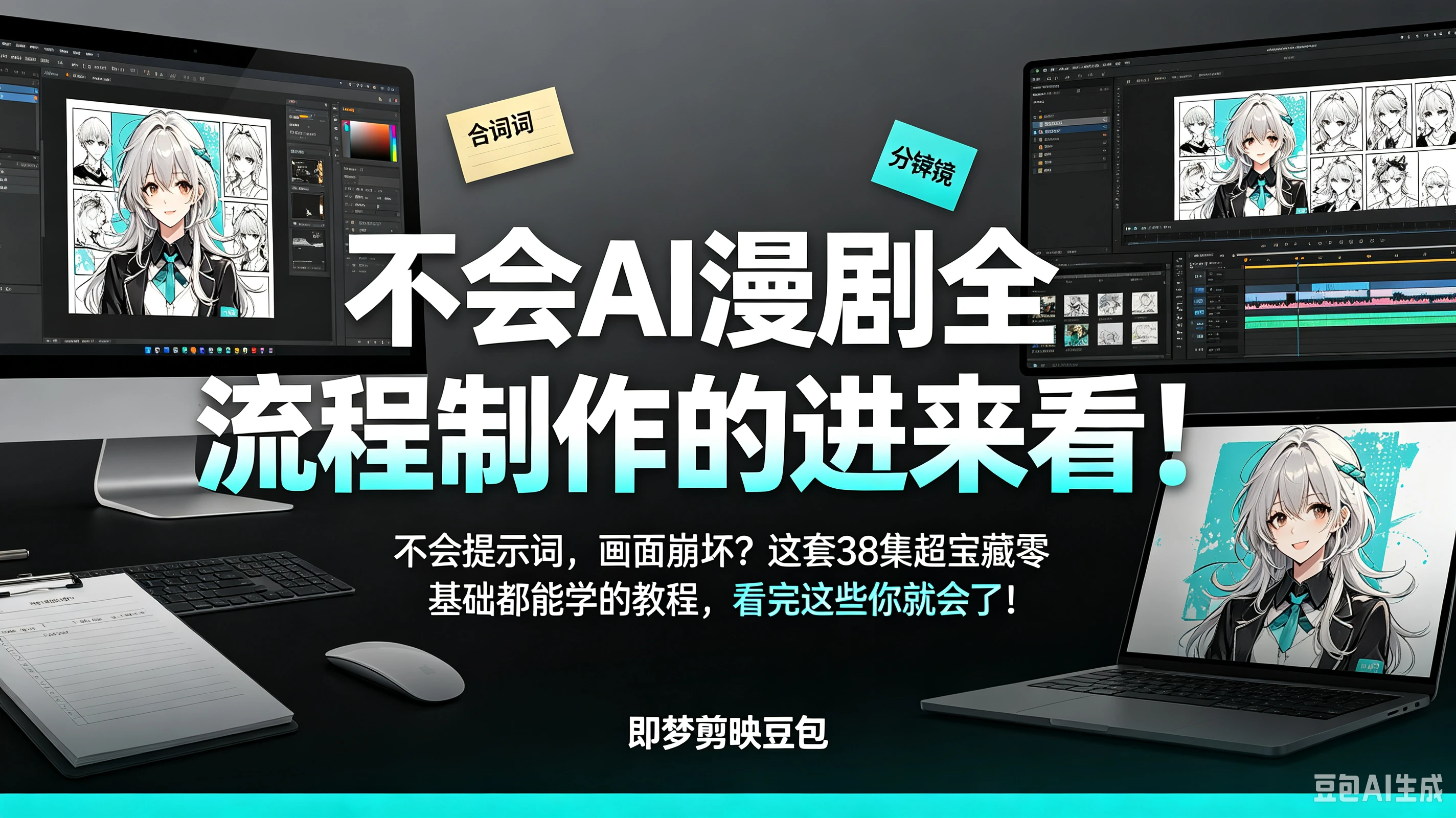 【精】不会AI漫剧全流程制作的进来看!不会提示词,画面崩坏?这套38集超宝藏零基础都能学的教程,看完这些你就会了!即梦剪映豆包 【精】不会AI漫剧全流程制作的进来看!不会提示词,画面崩坏?这套38集超宝藏零基础都能学的教程,看完这些你就会了!即梦剪映豆包