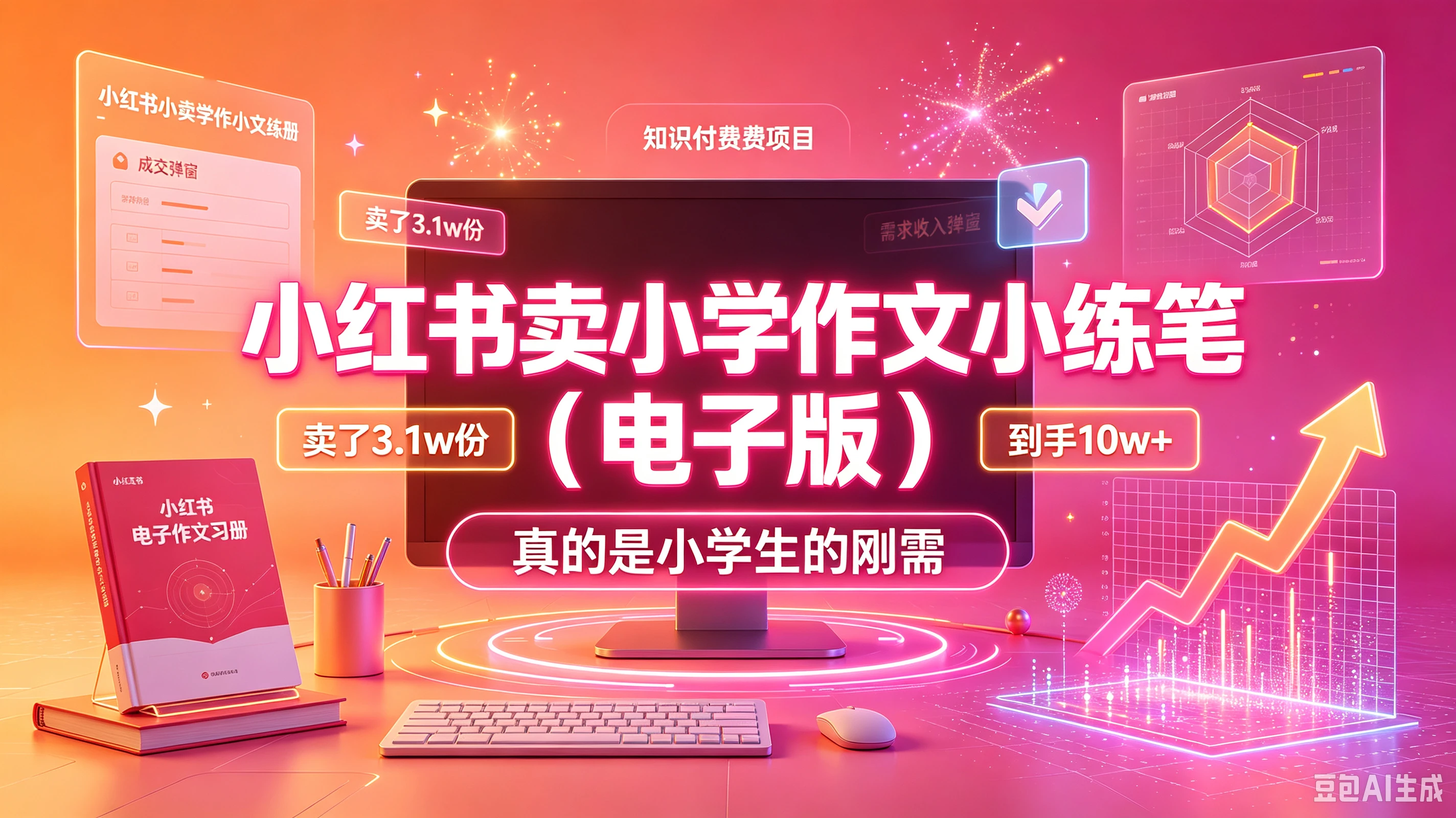 【精】小红书卖小学作文小练笔（电子版），卖了3.1w份，到手10w+，真的是小学生的刚需