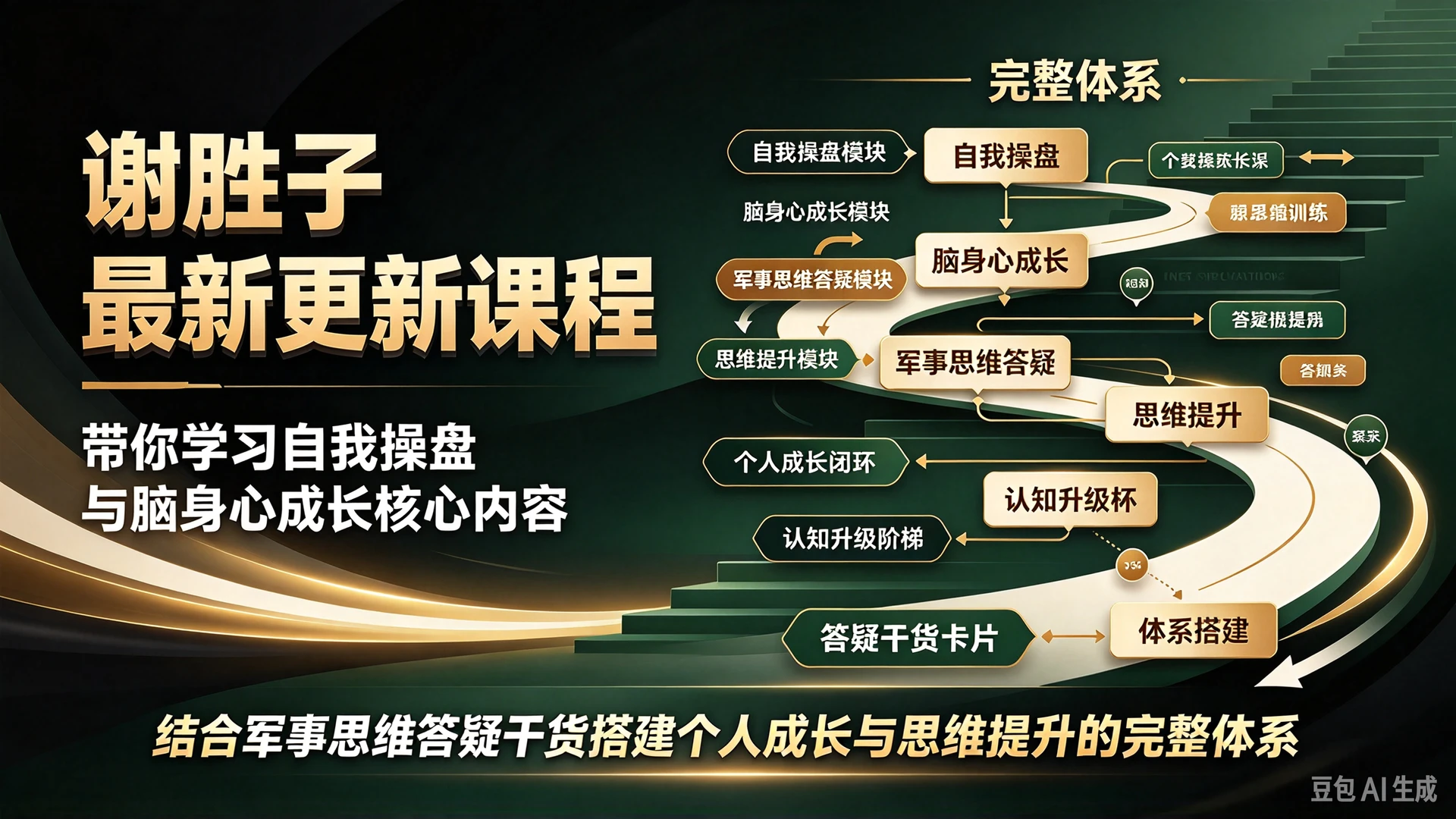 【精】谢胜子最新更新课程,带你学习自我操盘与脑身心成长核心内容,结合军事思维答疑干货搭建个人成长与思维提升的完整体系