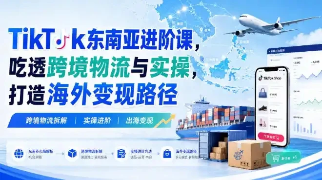 【精】TikTok东南亚进阶课,吃透跨境物流与实操,打造海外变现路径