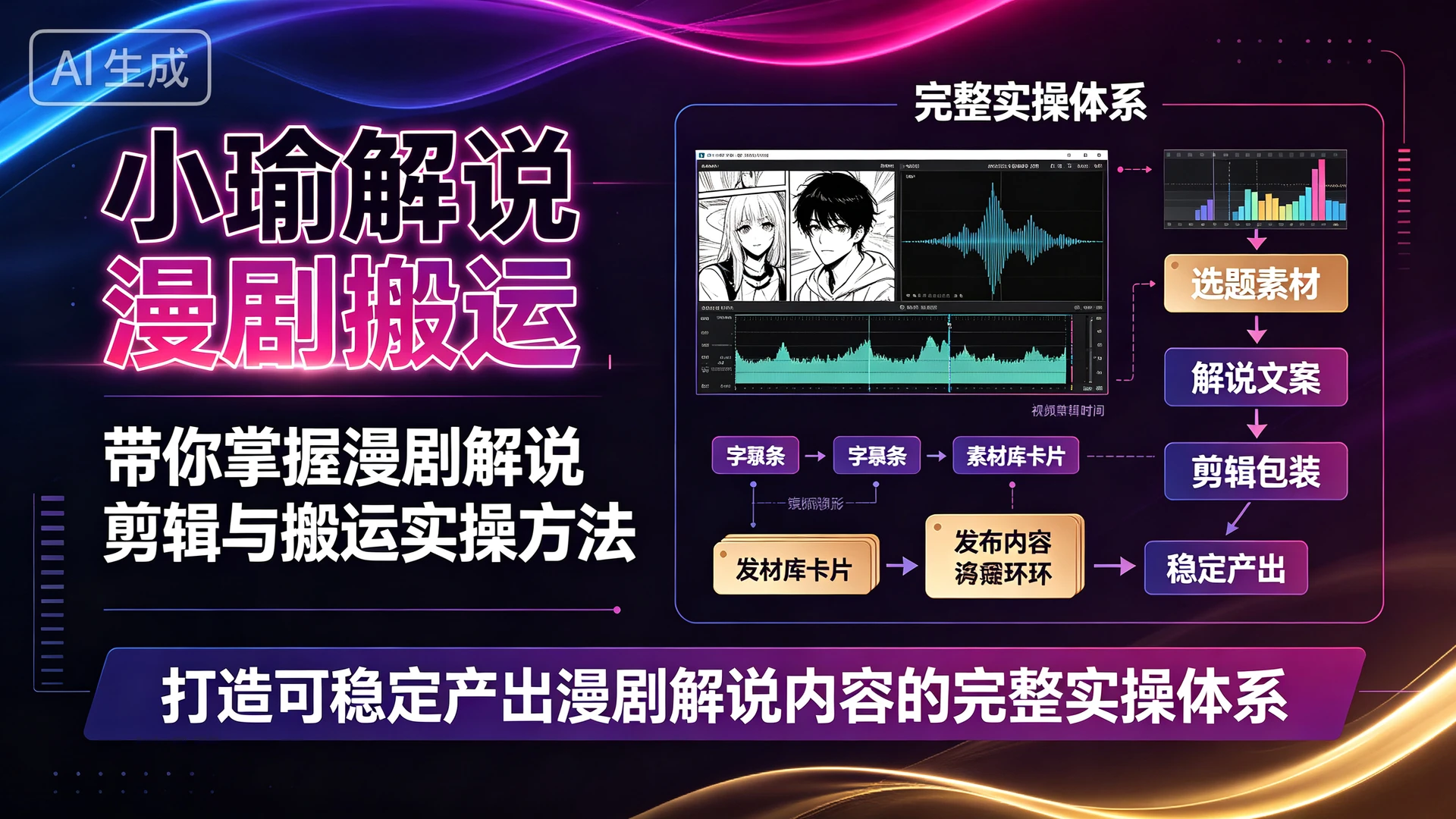 小瑜解说漫剧搬运，带你掌握漫剧解说剪辑与搬运实操方法，打造可稳定产出漫剧解说内容的完整实操体系