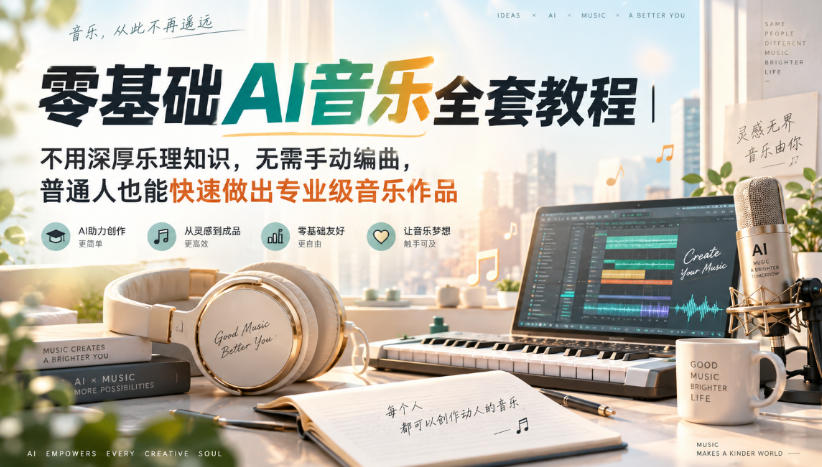 【精】零基础AI音乐全套教程｜不用深厚乐理知识，无需手动编曲，普通人也能快速做出专业级音乐作品