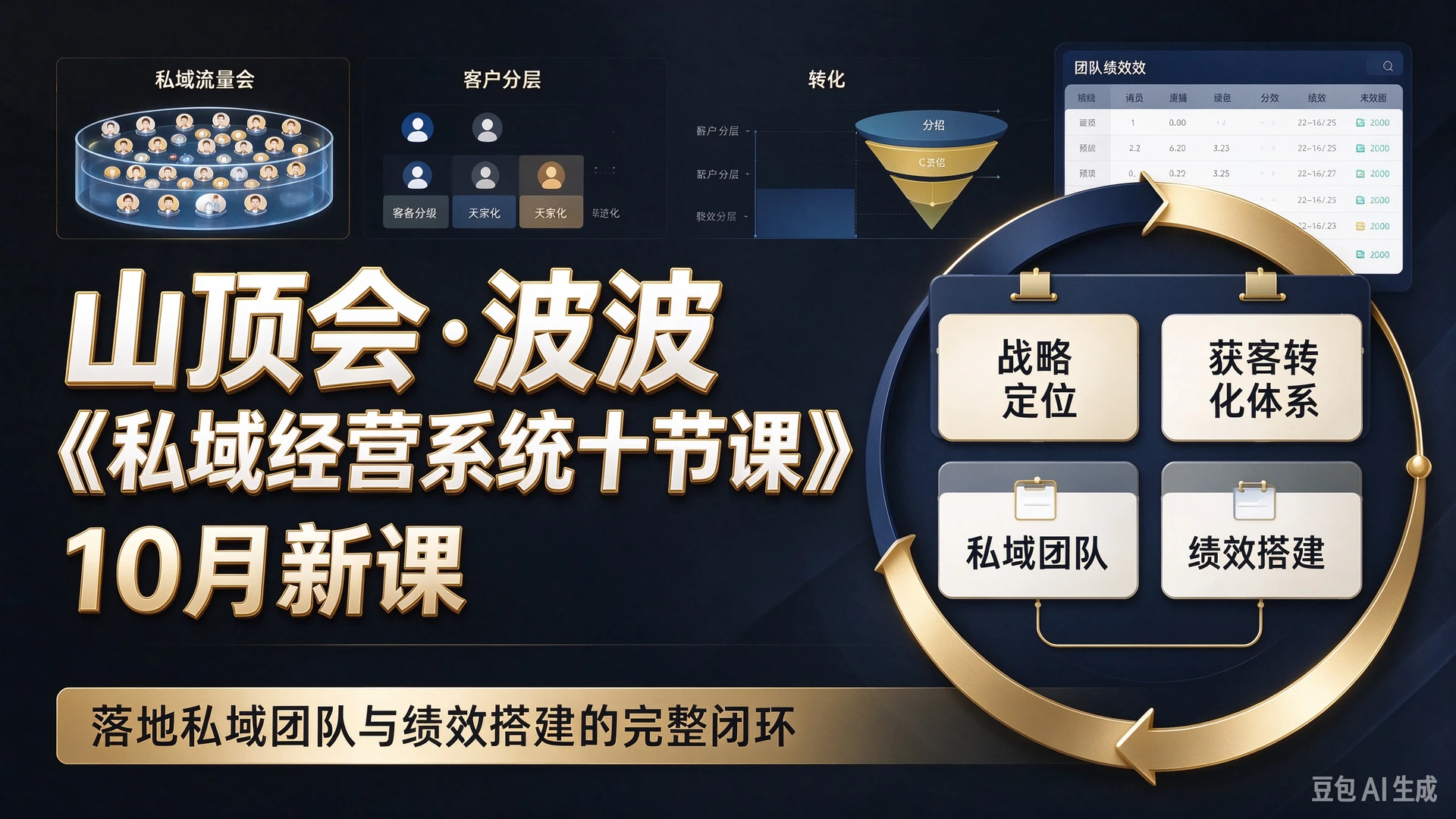 山顶会・波波《私域经营系统十节课》10月新课，带你搭建战略定位与获客转化体系，落地私域团队与绩效搭建的完整闭环