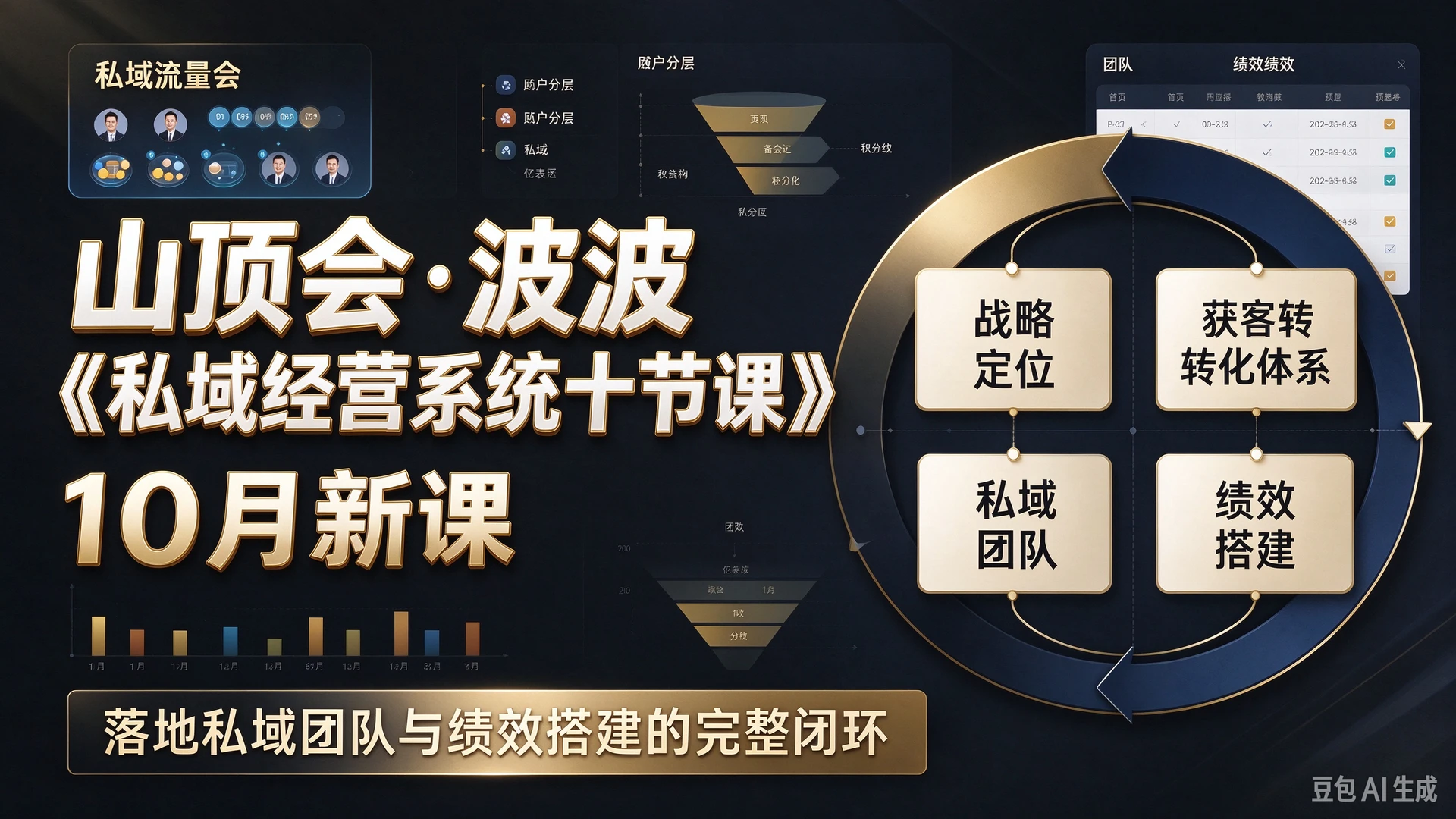 山顶会・波波《私域经营系统十节课》10月新课，带你搭建战略定位与获客转化体系，落地私域团队与绩效搭建的完整闭环