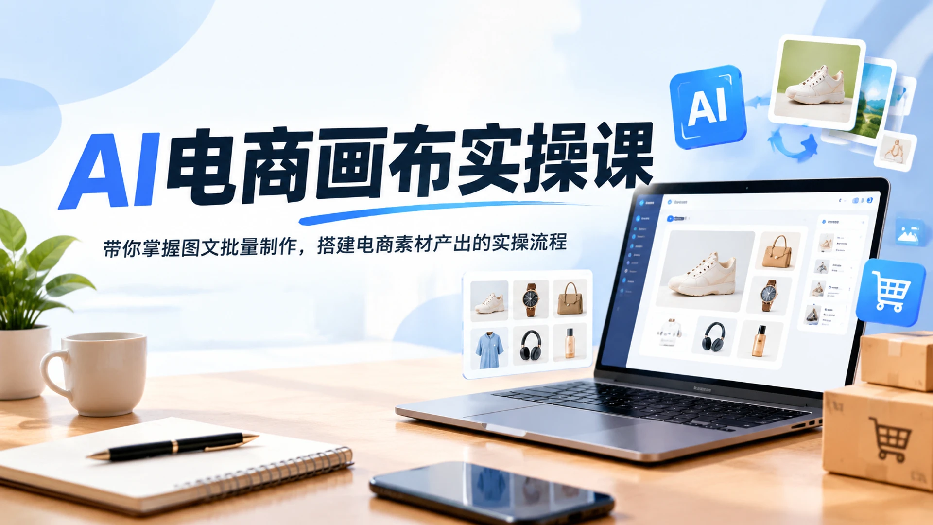【精】AI电商画布实操课，带你掌握图文批量制作，搭建电商素材产出的实操流程-资源之家