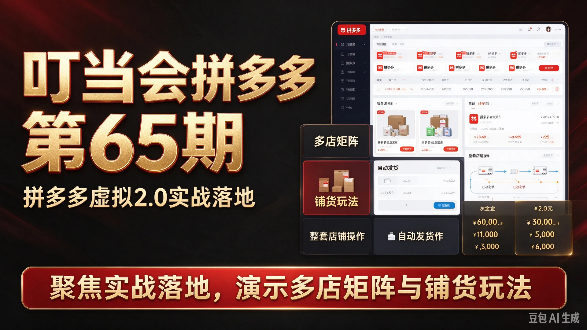 【精】叮当会拼多多第65期拼多多虚拟2.0聚焦实战落地,讲解多店矩阵与铺货玩法,演示自动发货等整套店铺操作 【精】叮当会拼多多第65期拼多多虚拟2.0聚焦实战落地,讲解多店矩阵与铺货玩法,演示自动发货等整套店铺操作