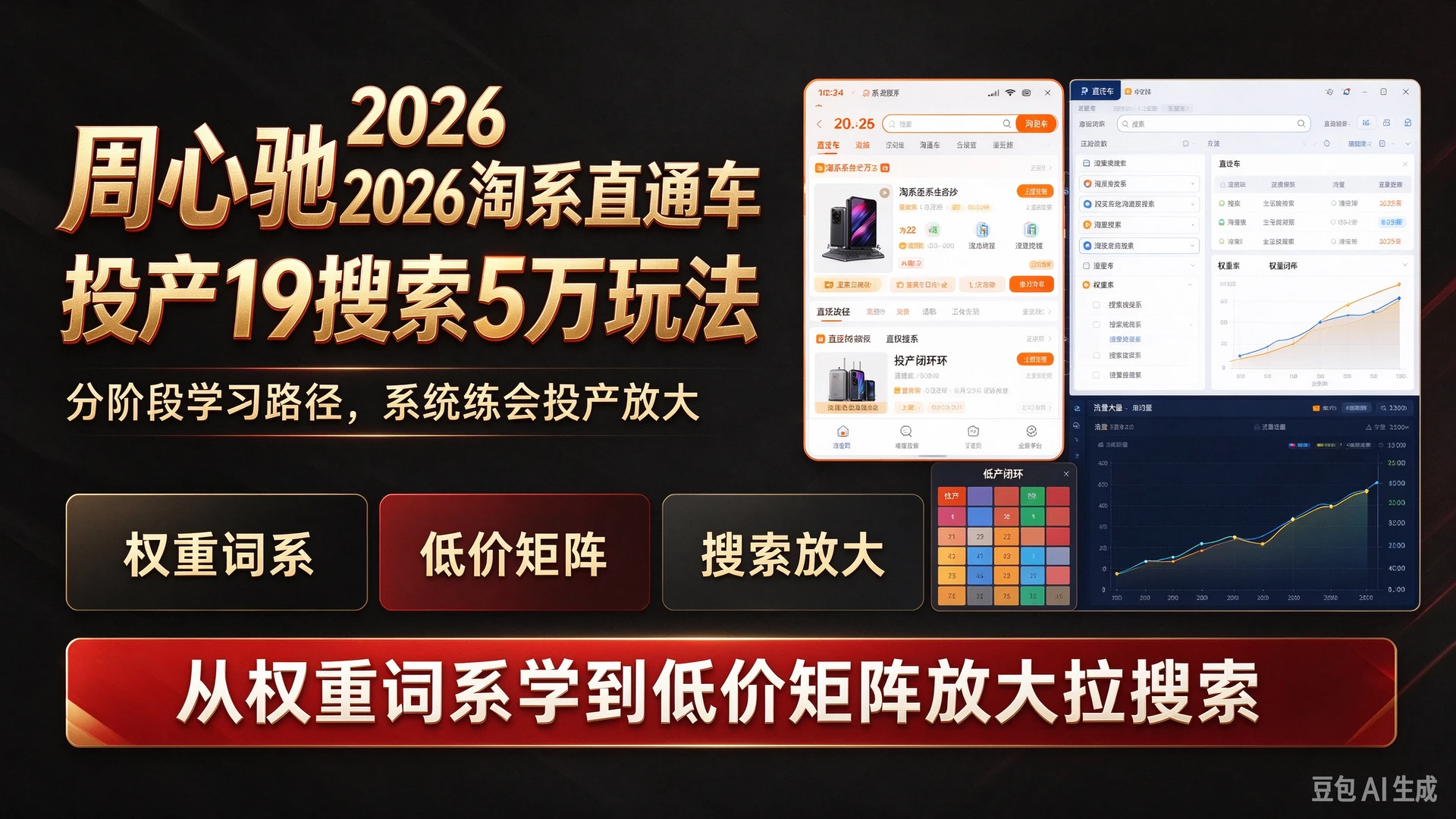 【精】周心驰2026淘系直通车投产19搜索5万玩法,规划分阶段学习路径,从权重词系学到低价矩阵放大拉搜索-资源之家 【精】周心驰2026淘系直通车投产19搜索5万玩法,规划分阶段学习路径,从权重词系学到低价矩阵放大拉搜索-资源之家