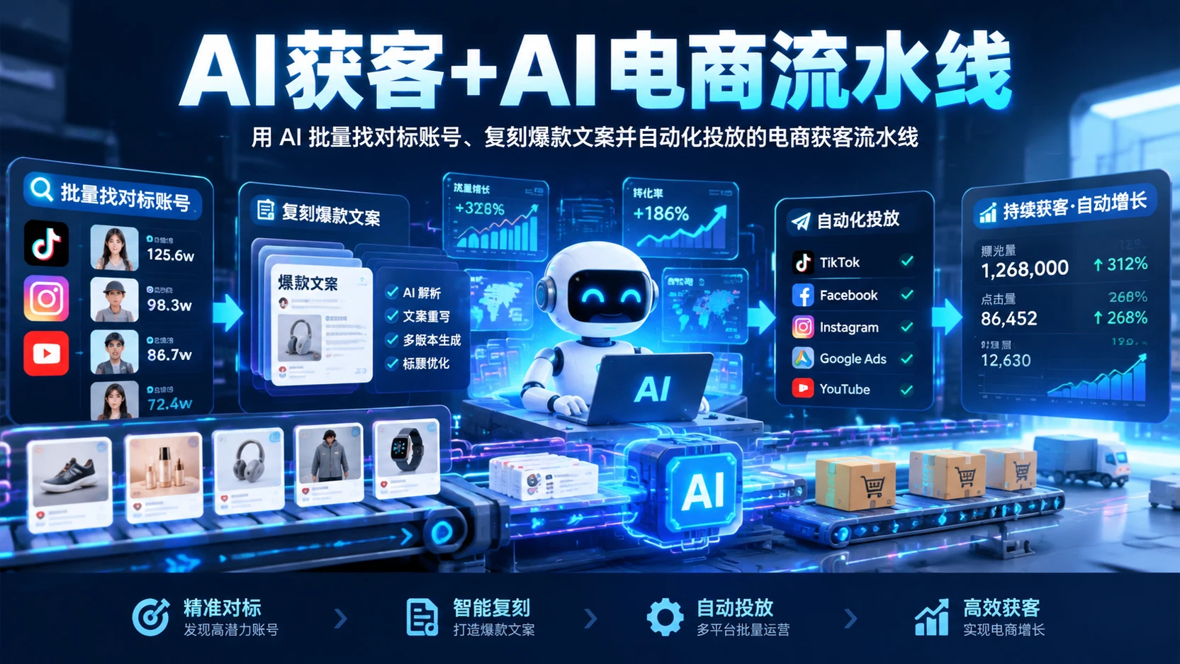 【精】AI获客 + AI电商流水线,带你搭建全链路自动化流程,实现批量内容生产与投放运营闭 【精】AI获客 + AI电商流水线,带你搭建全链路自动化流程,实现批量内容生产与投放运营闭