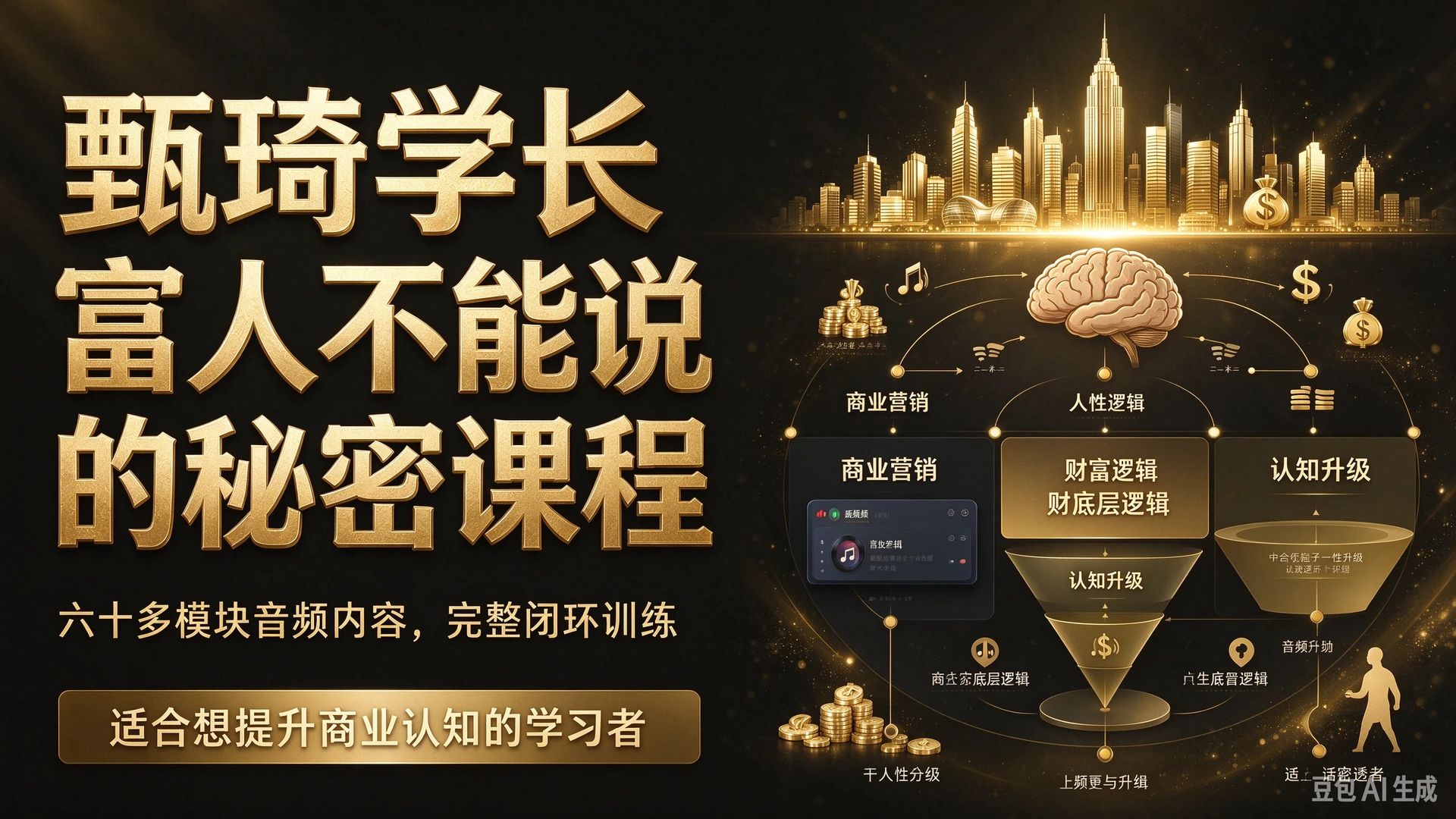 甄琦学长富人不能说的秘密课程,带你研读六十多模块音频内容,了解商业营销、人性与财富底层逻辑,适合想提升商业认知的学习者的完整闭环-资源之家 甄琦学长富人不能说的秘密课程,带你研读六十多模块音频内容,了解商业营销、人性与财富底层逻辑,适合想提升商业认知的学习者的完整闭环-资源之家