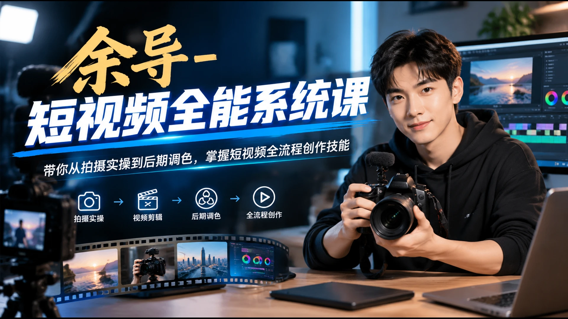【精】余导 - 短视频全能系统课，带你从拍摄实操到后期调色，掌握短视频全流程创作技能