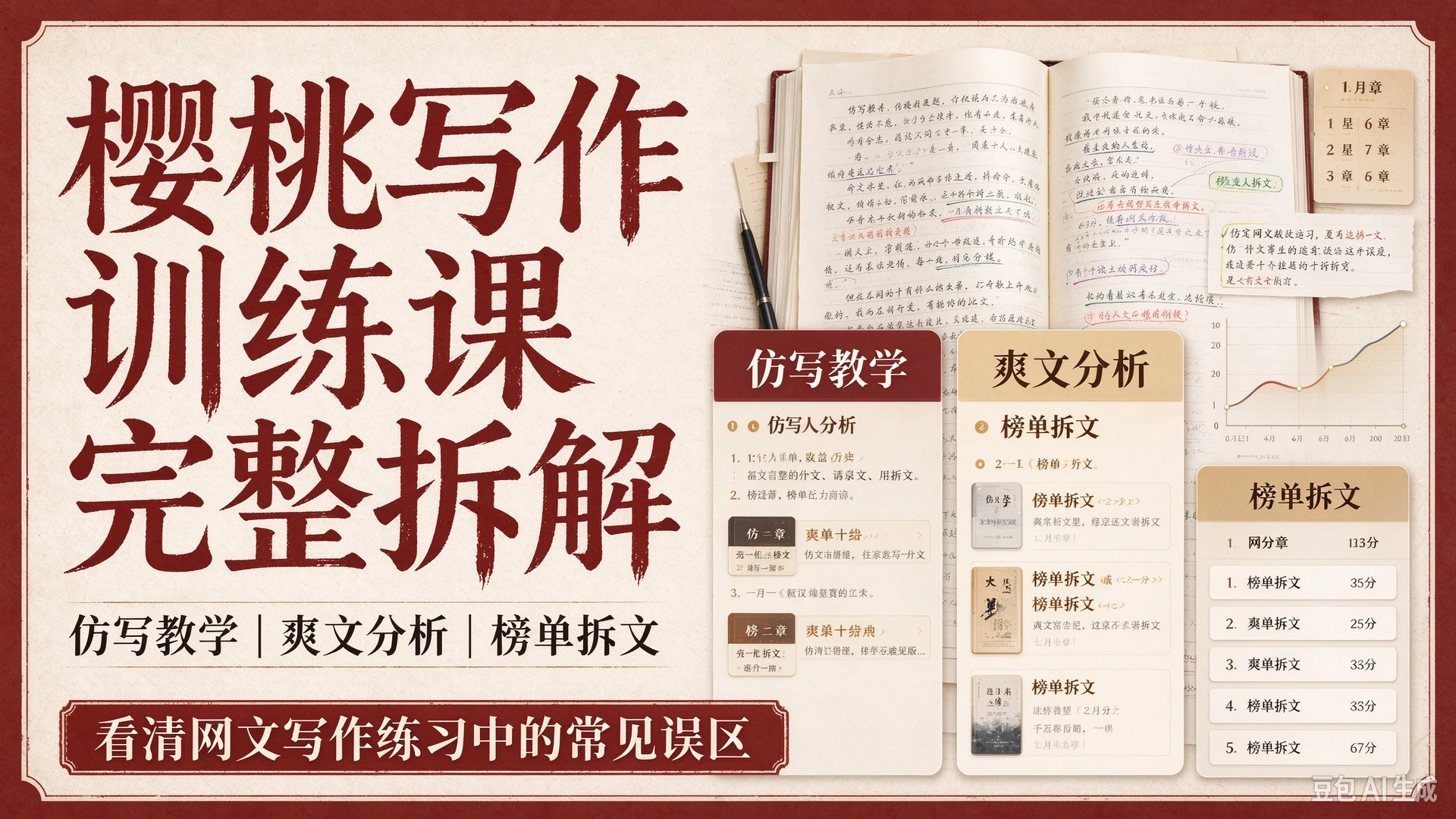 【精】樱桃写作训练课完整拆解,包含仿写教学、爽文分析与榜单拆文,帮写作者看清网文写作练习中的常见误区-副业吧 【精】樱桃写作训练课完整拆解,包含仿写教学、爽文分析与榜单拆文,帮写作者看清网文写作练习中的常见误区-副业吧