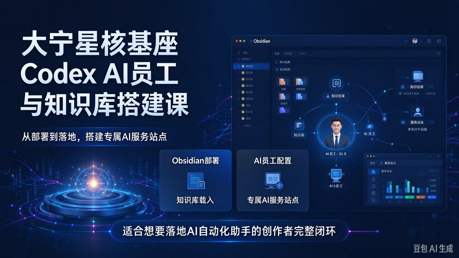 【精】大宁星核基座Codex AI员工与知识库搭建课，带你掌握Obsidian部署、知识库载入与AI员工配置，搭建专属AI服务站点，适合想要落地AI自动化助手的创作者的完整闭环-副业吧